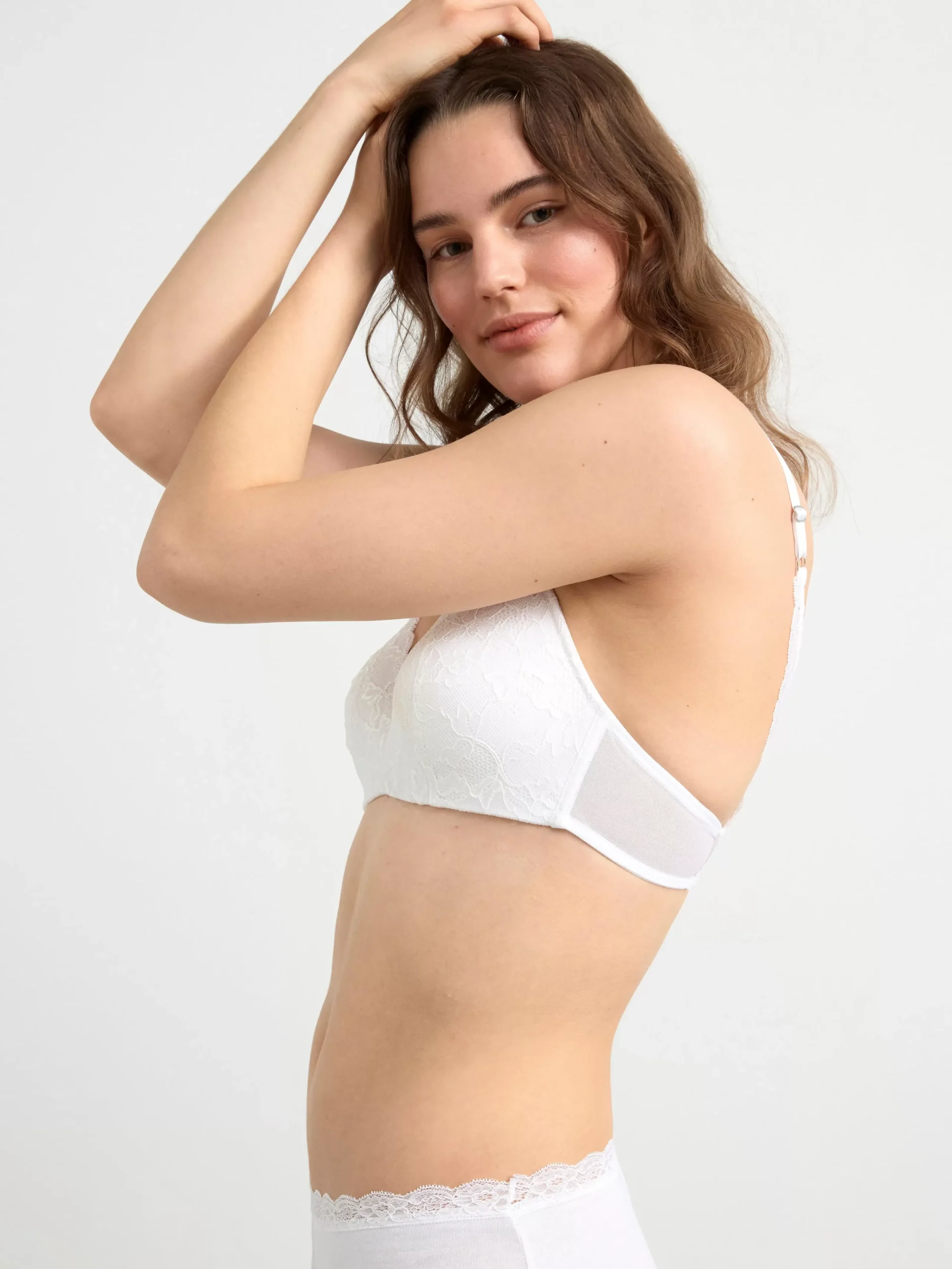 Bh>Lindex Flora Bygellos Bh Med Spets White