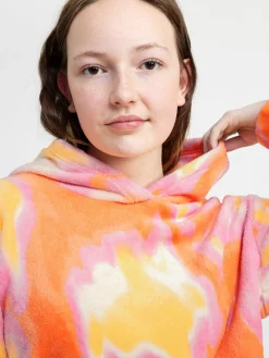 Tröjor & Cardigans>Lindex Fluffig Hoodie Med Batikmonster Light Orange