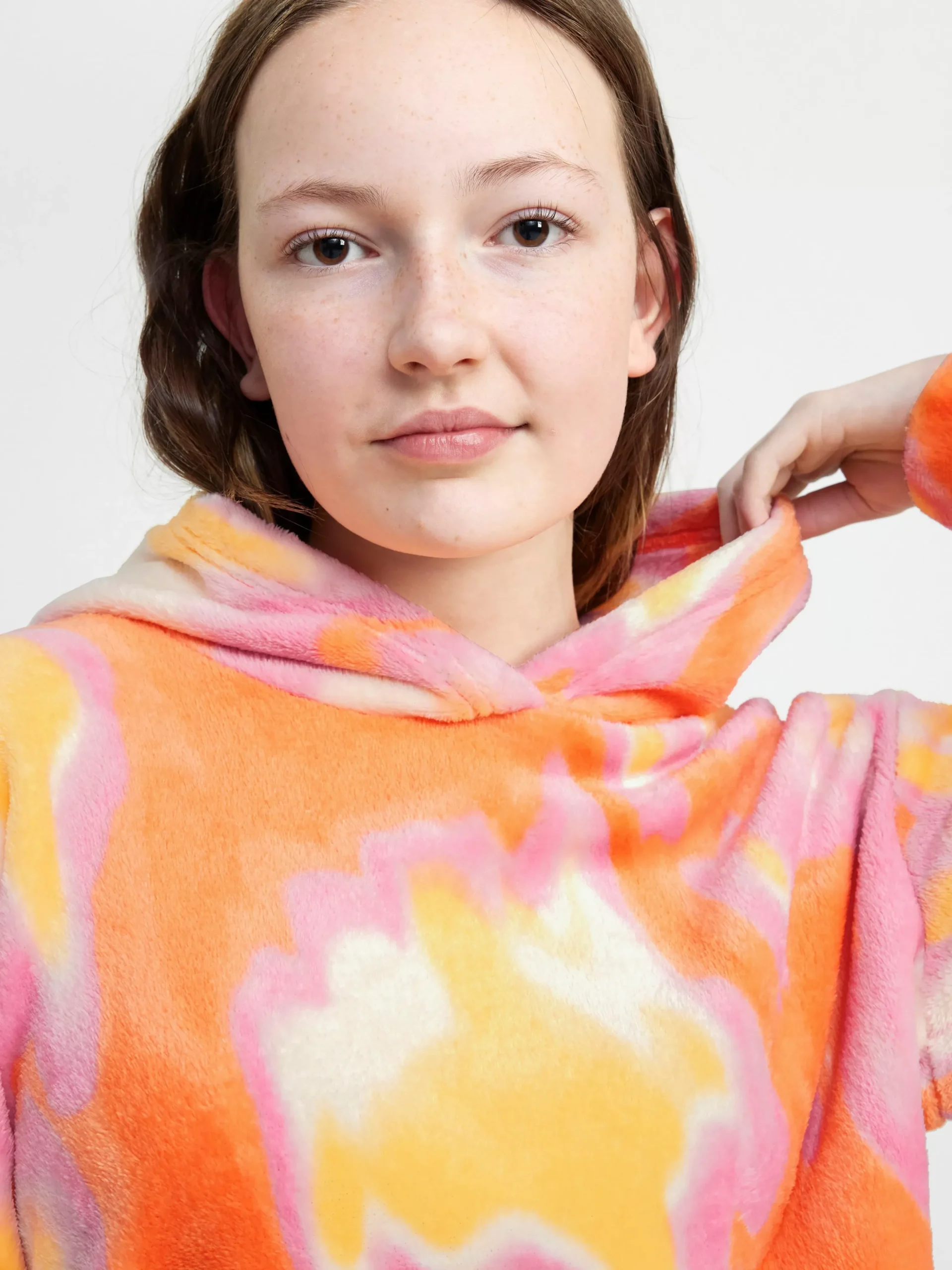 Tröjor & Cardigans>Lindex Fluffig Hoodie Med Batikmonster Light Orange