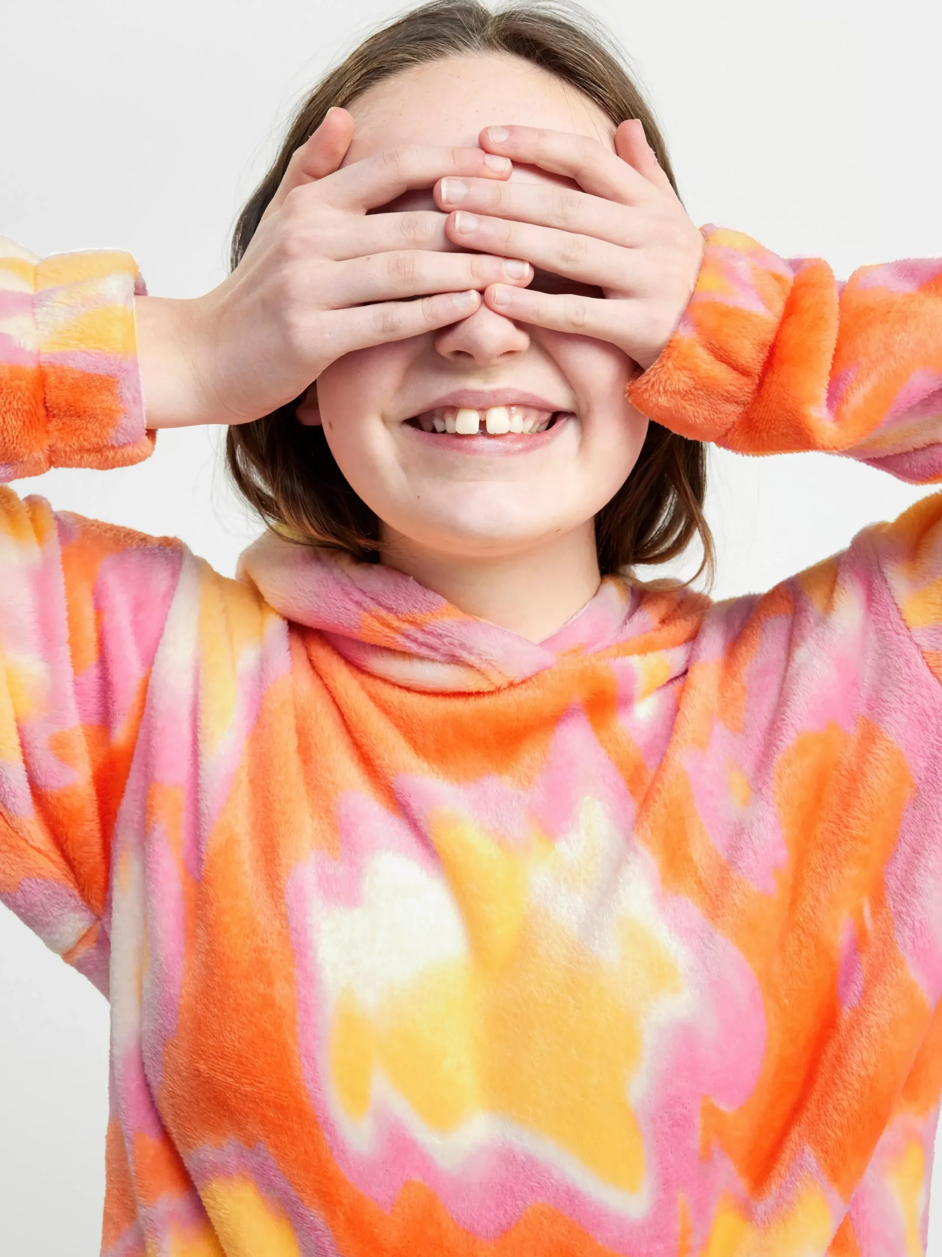 Tröjor & Cardigans>Lindex Fluffig Hoodie Med Batikmonster Light Orange