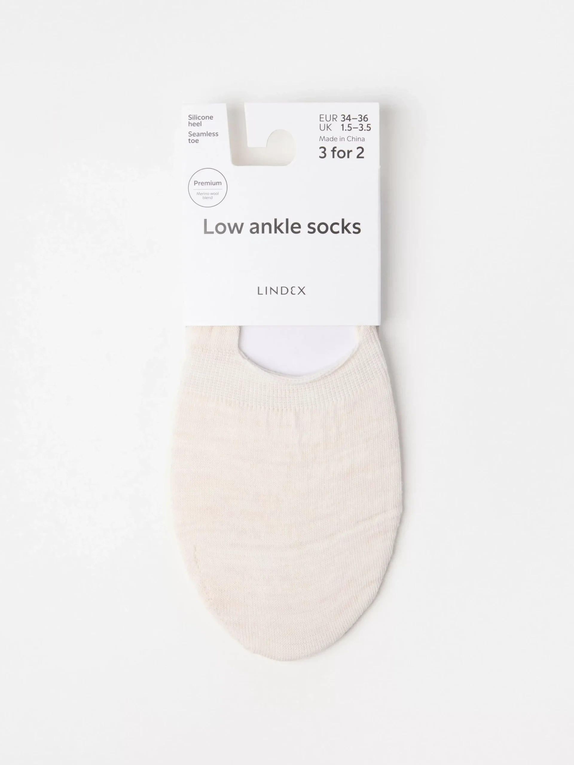 Strumpor>Lindex Footies I Merinoullblandning Light Beige Melange