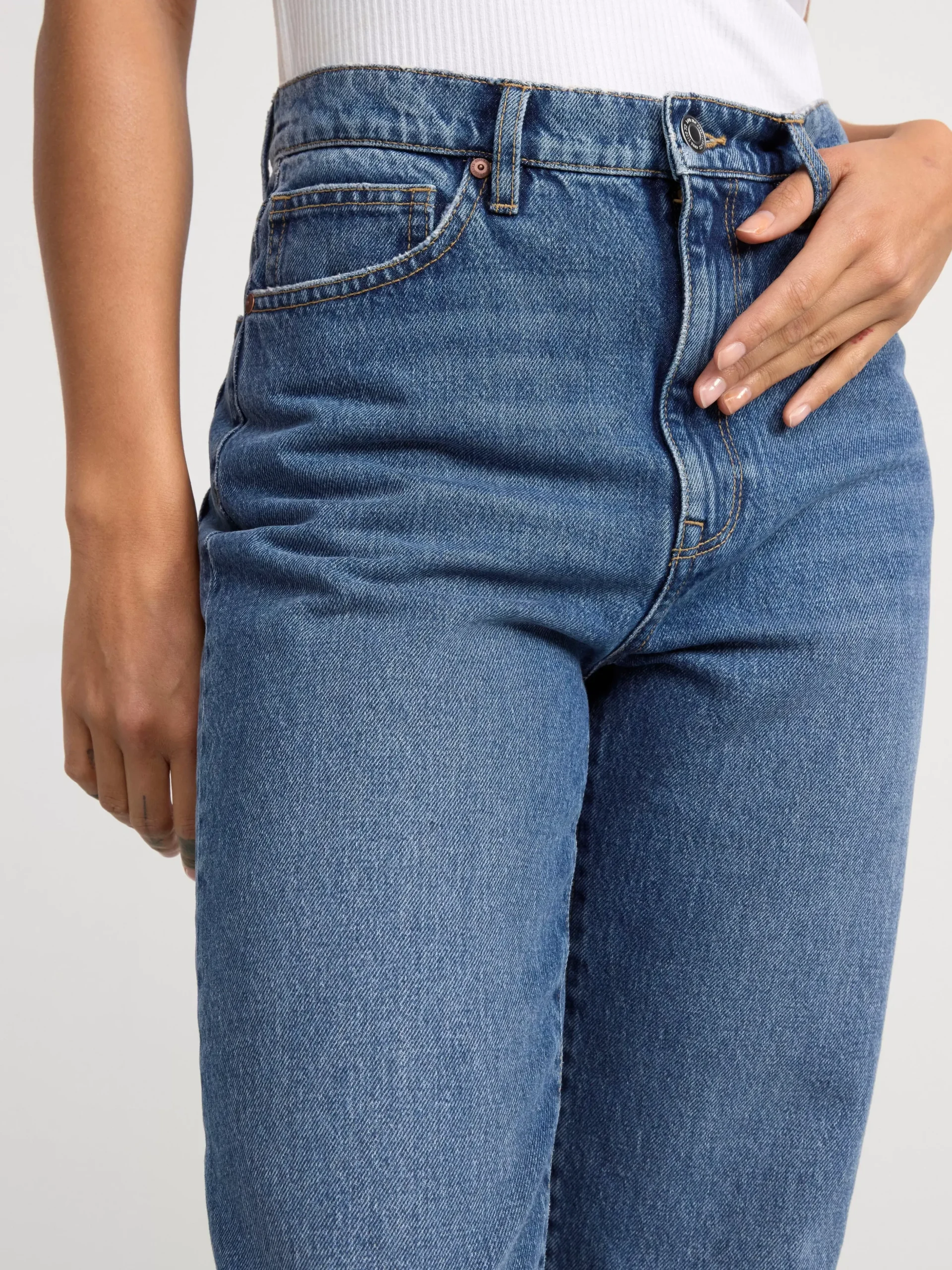 Jeans>Lindex Franka High Waist Jeans Med Extra Langa Ben Denim Blue