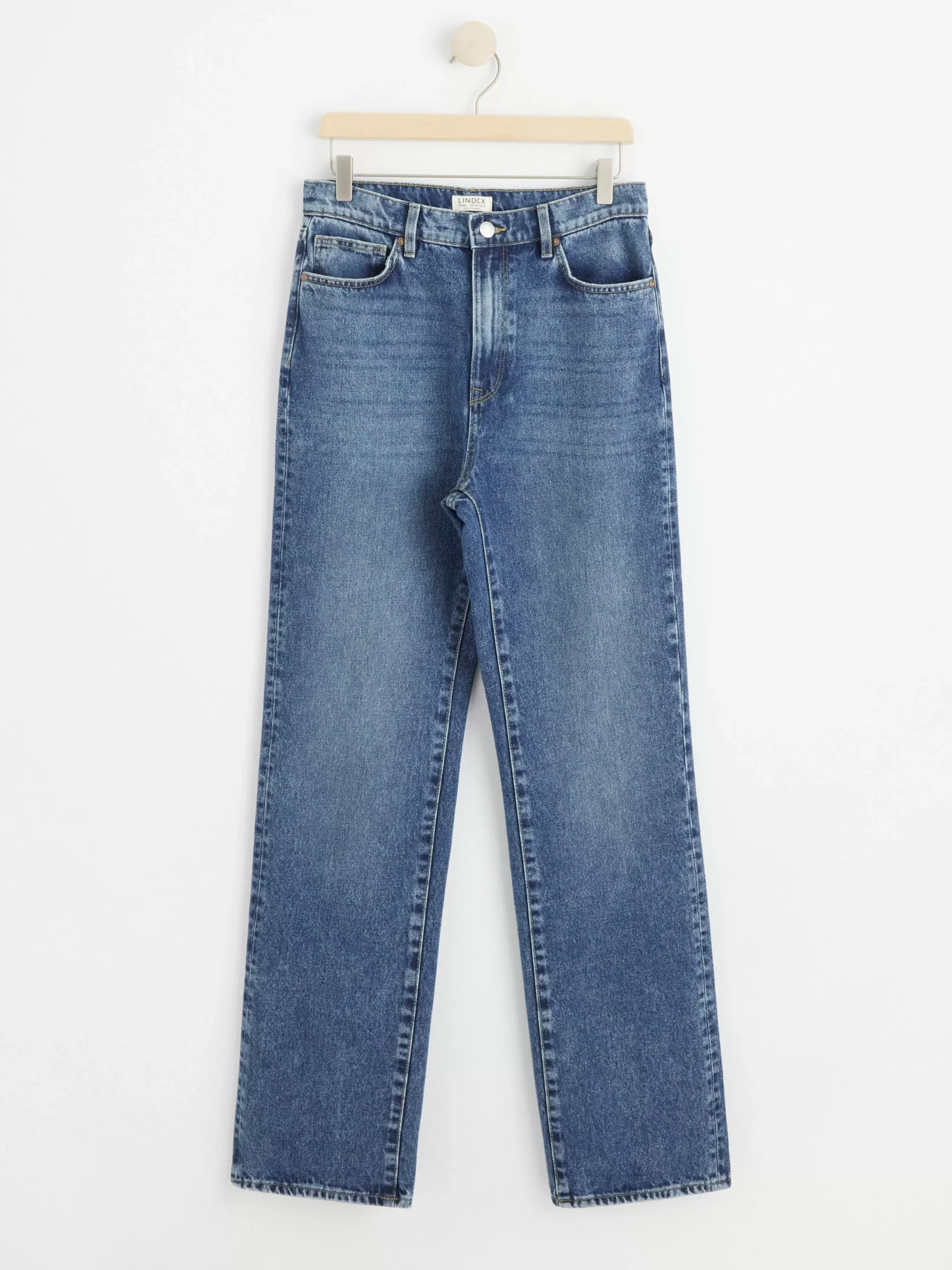 Jeans>Lindex Franka High Waist Jeans Med Extra Langa Ben Denim Blue