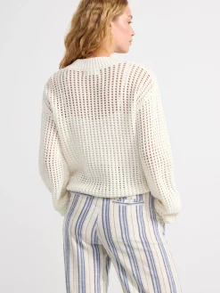 Tröjor & Cardigans>Lindex Halstickad Troja Light Dusty White