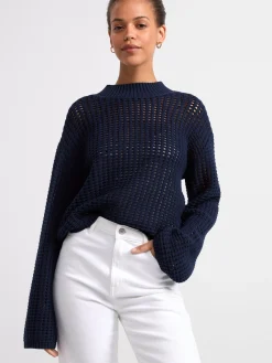 Tröjor & Cardigans>Lindex Halstickad Troja Navy