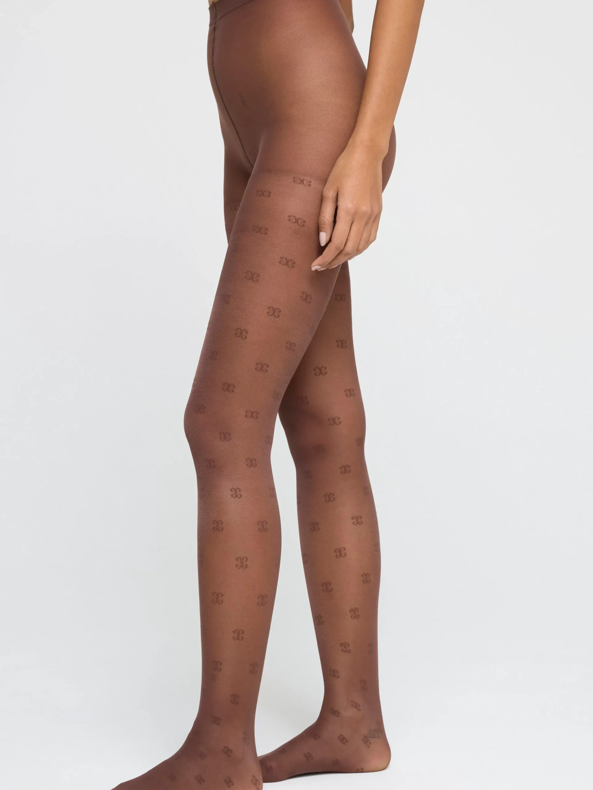 Strumpbyxor & Leggings>Lindex Halvglansig Monstrad Strumpbyxa I 20 Denier Dark Dusty Brown