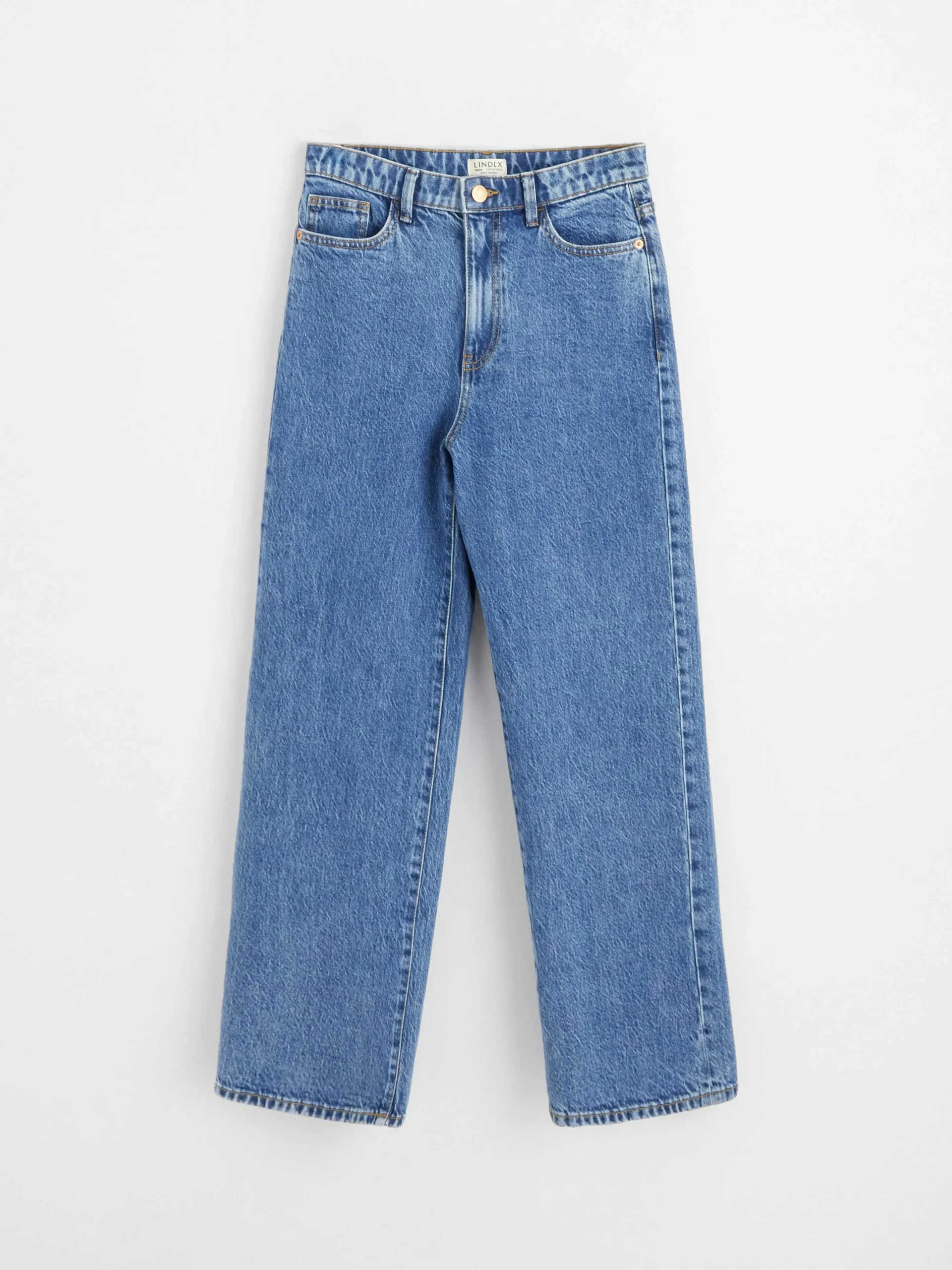 Jeans>Lindex Hanna Vida High Waist-Jeans Med Croppat Ben Denim Blue