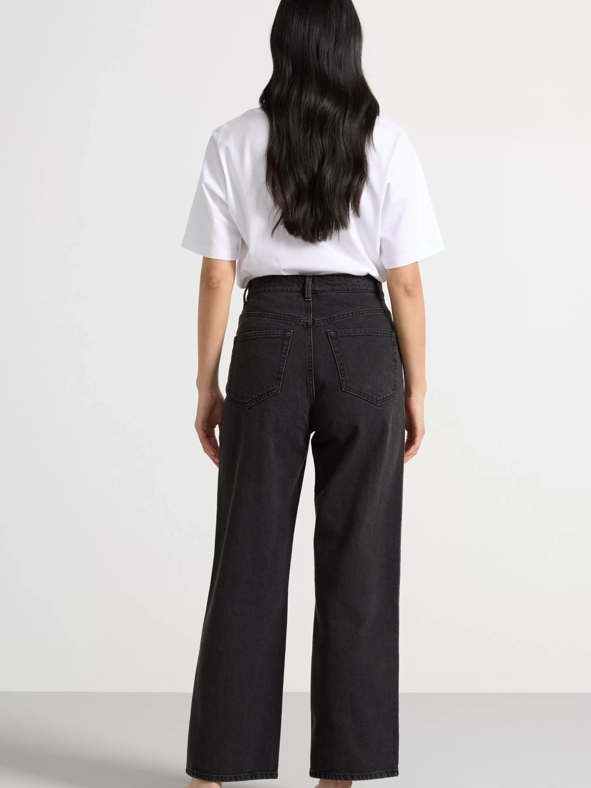 Jeans>Lindex Hanna Vida High Waist-Jeans Med Croppat Ben Black