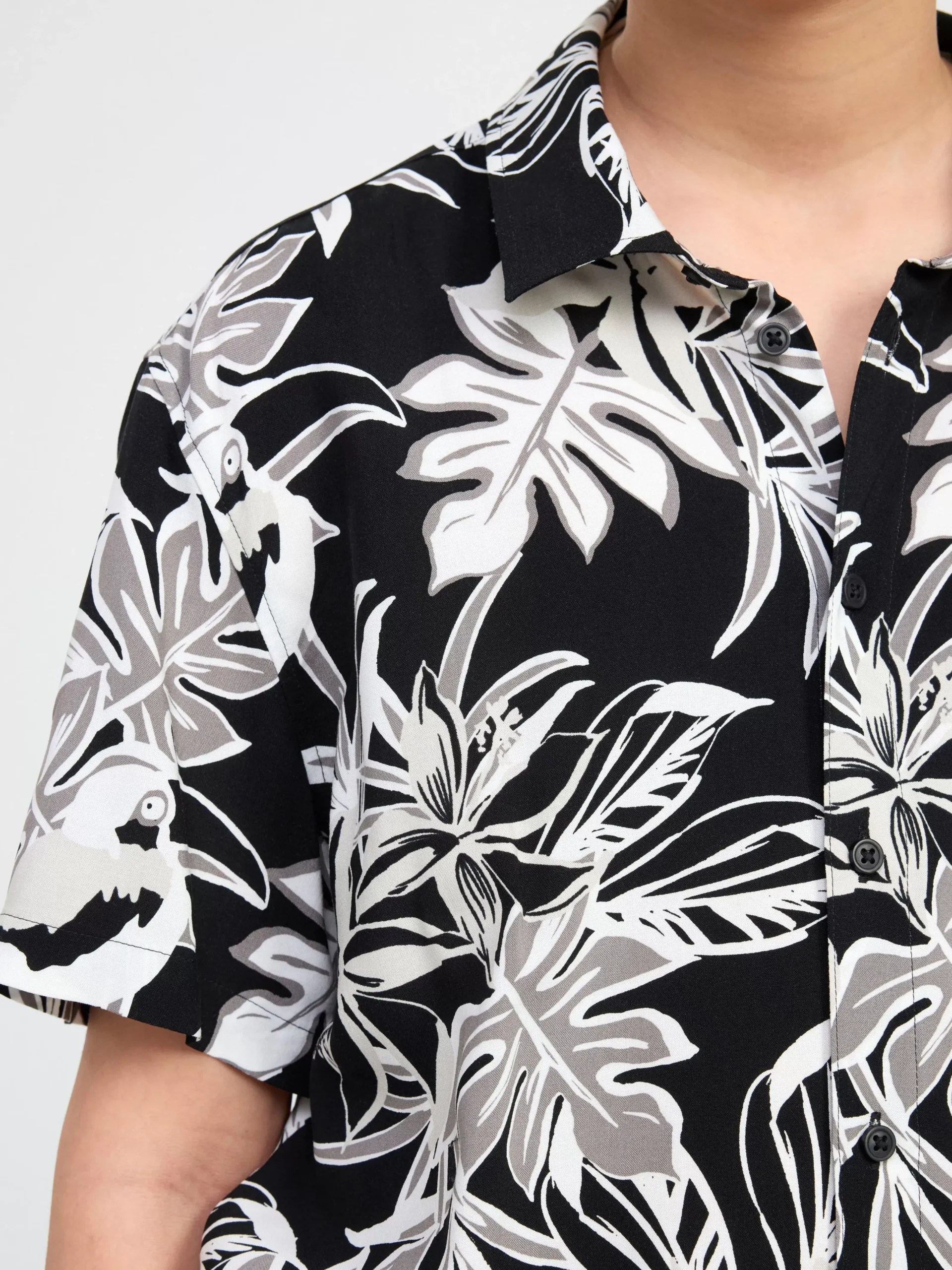 Skjortor & Blusar>Lindex Helmonstrad Skjorta Med Kort Arm Black