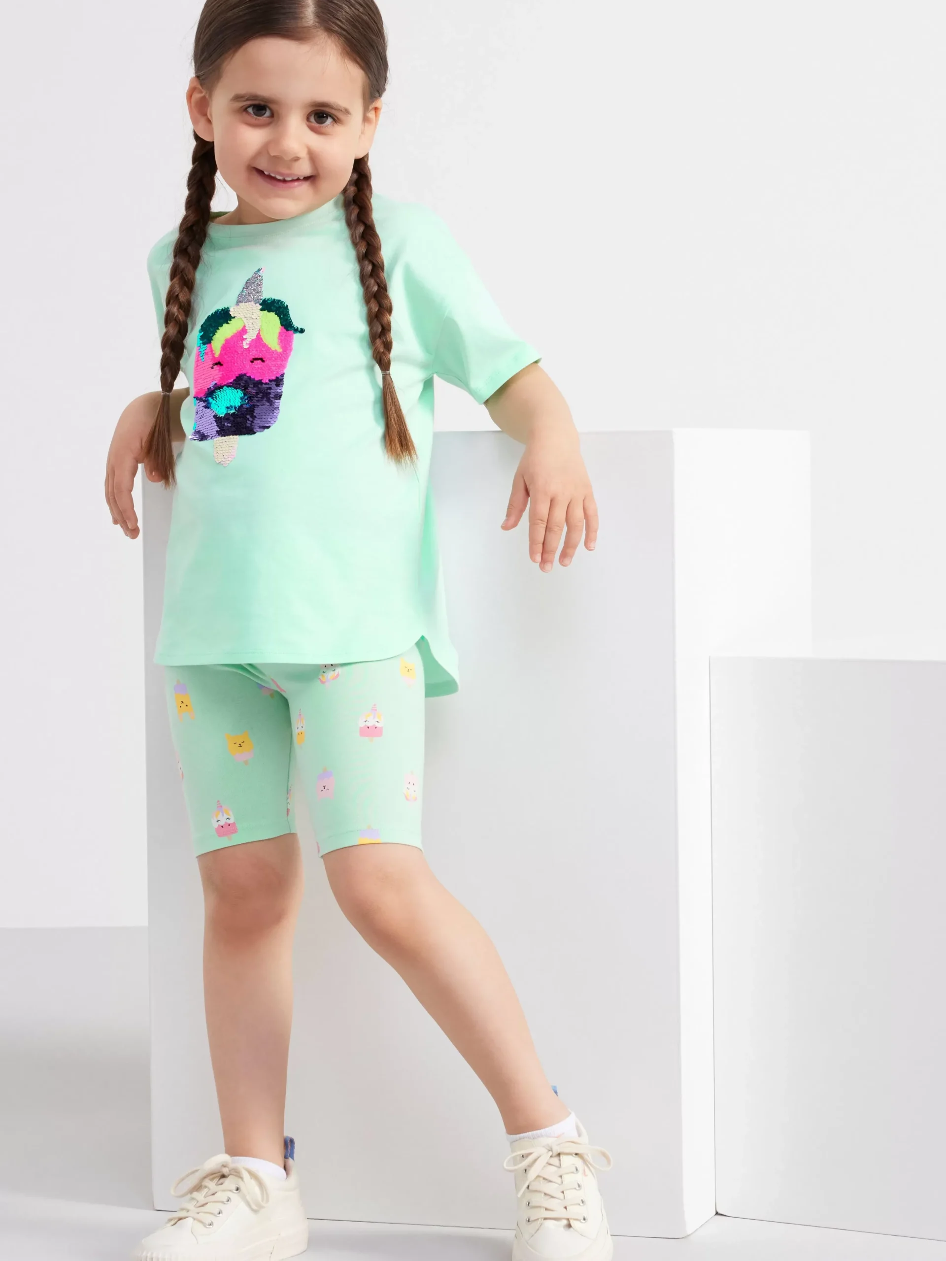 Byxor & Leggings>Lindex Helmonstrade Cykelbyxor Light Turquoise