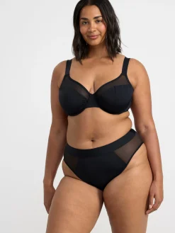 Badkläder>Lindex High Waist Bikinitrosa Med Mesh Black
