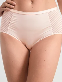 Trosor>Lindex High Waist Trosa Med Randig Mesh Lt Pink