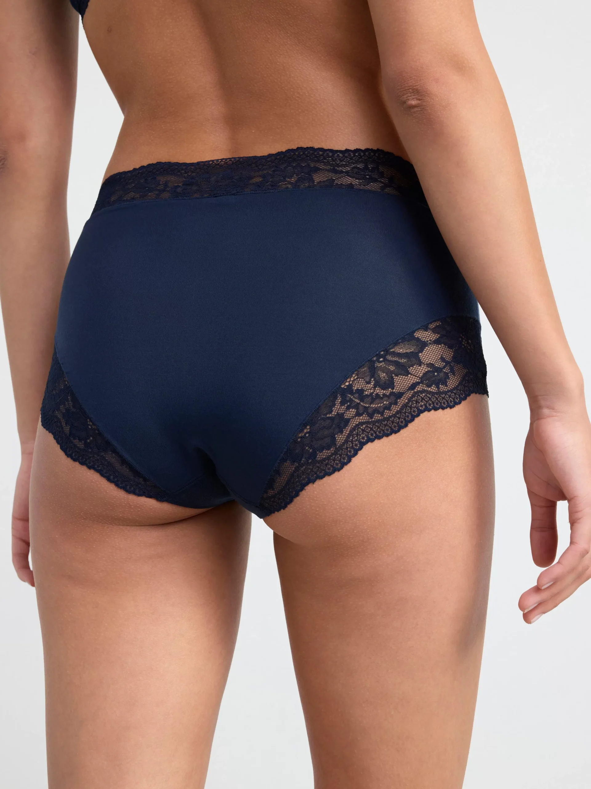Trosor>Lindex High Waist Trosa Med Spets Navy