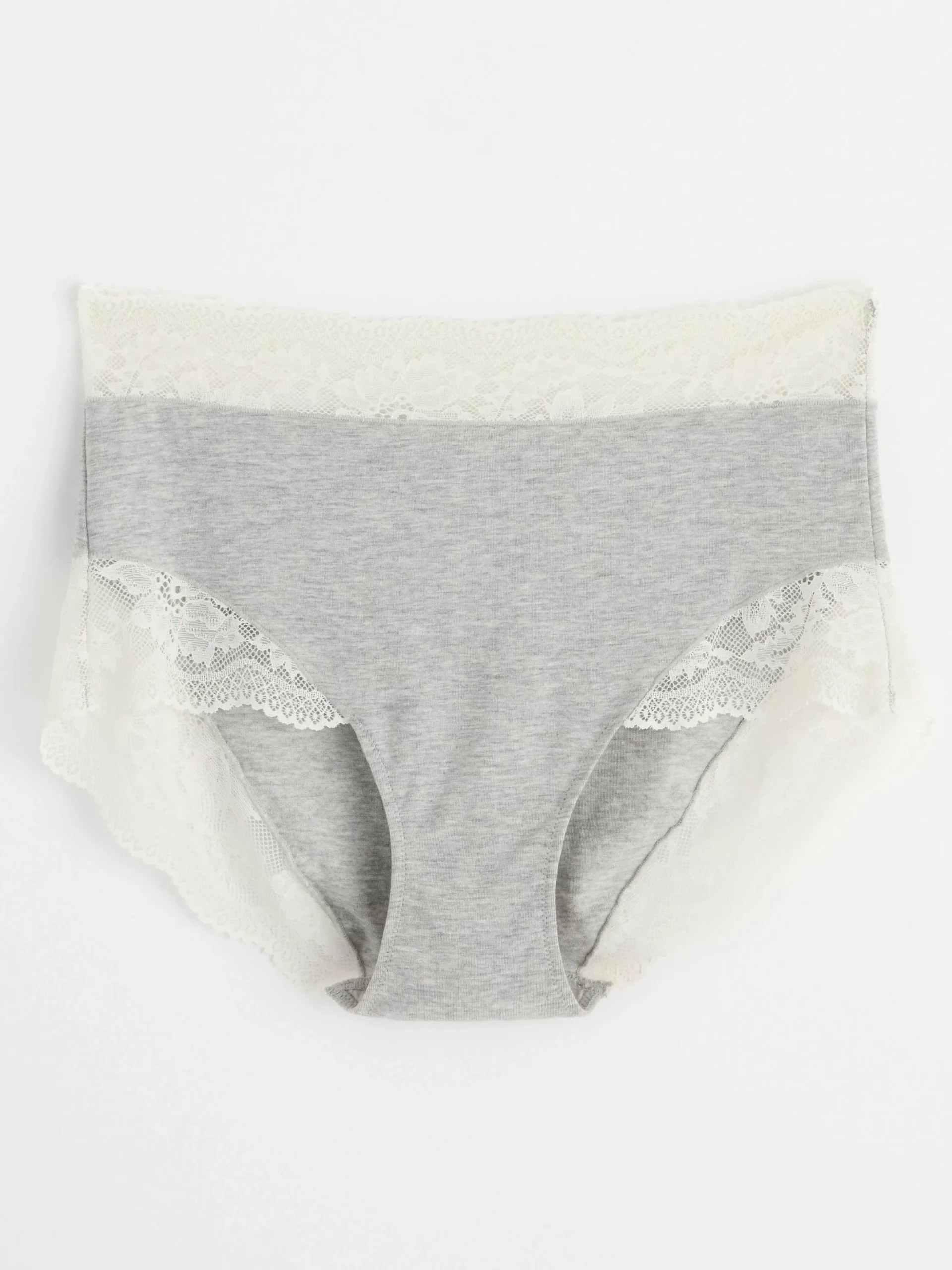 Trosor>Lindex High Waist Trosa Med Spets Light Grey Melange