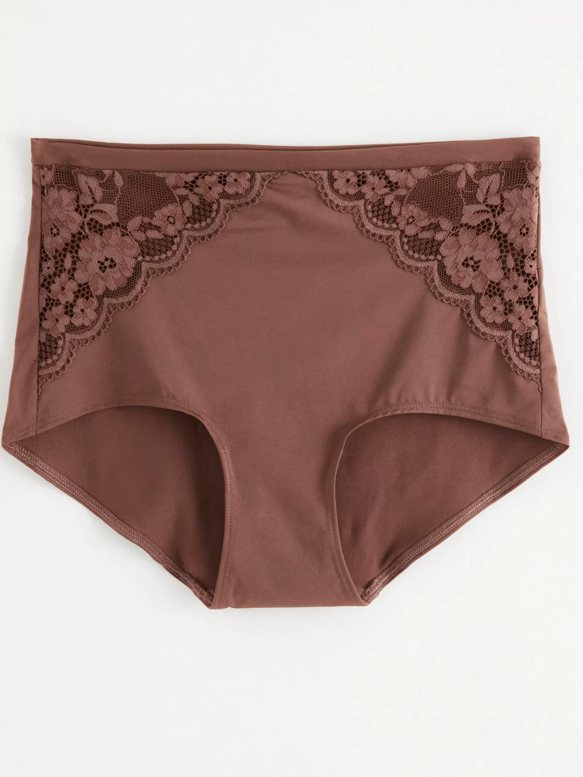 Trosor>Lindex High Waist Trosa Med Spets Dusty Brown
