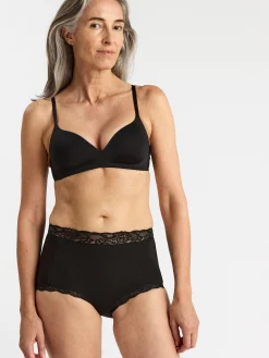 Trosor>Lindex High Waist Trosa Med Spetskant Black