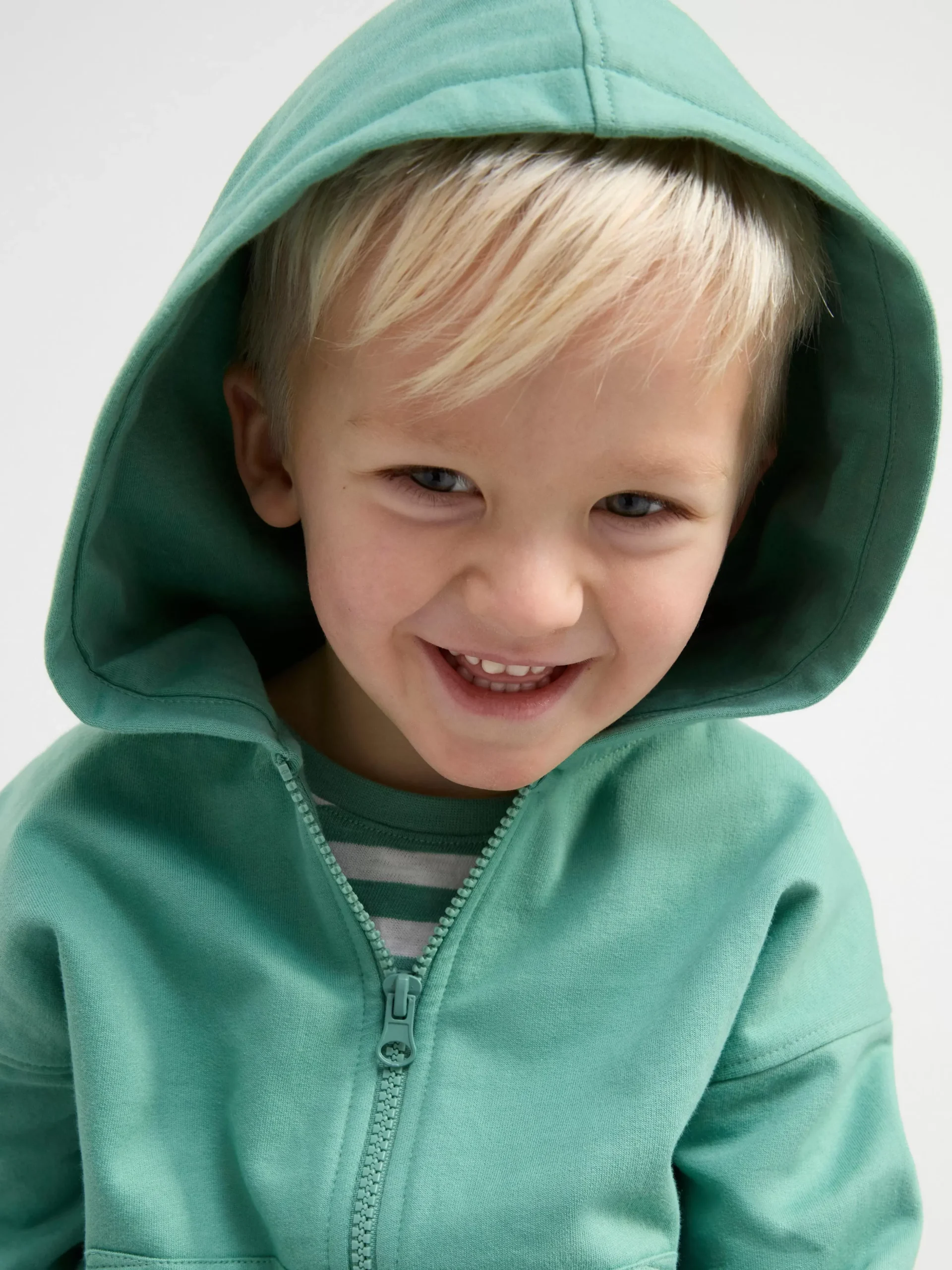 Tröjor & Cardigans>Lindex Hoodie I Bomull Med Dragkedja Och Borstad Insida Dusty Green