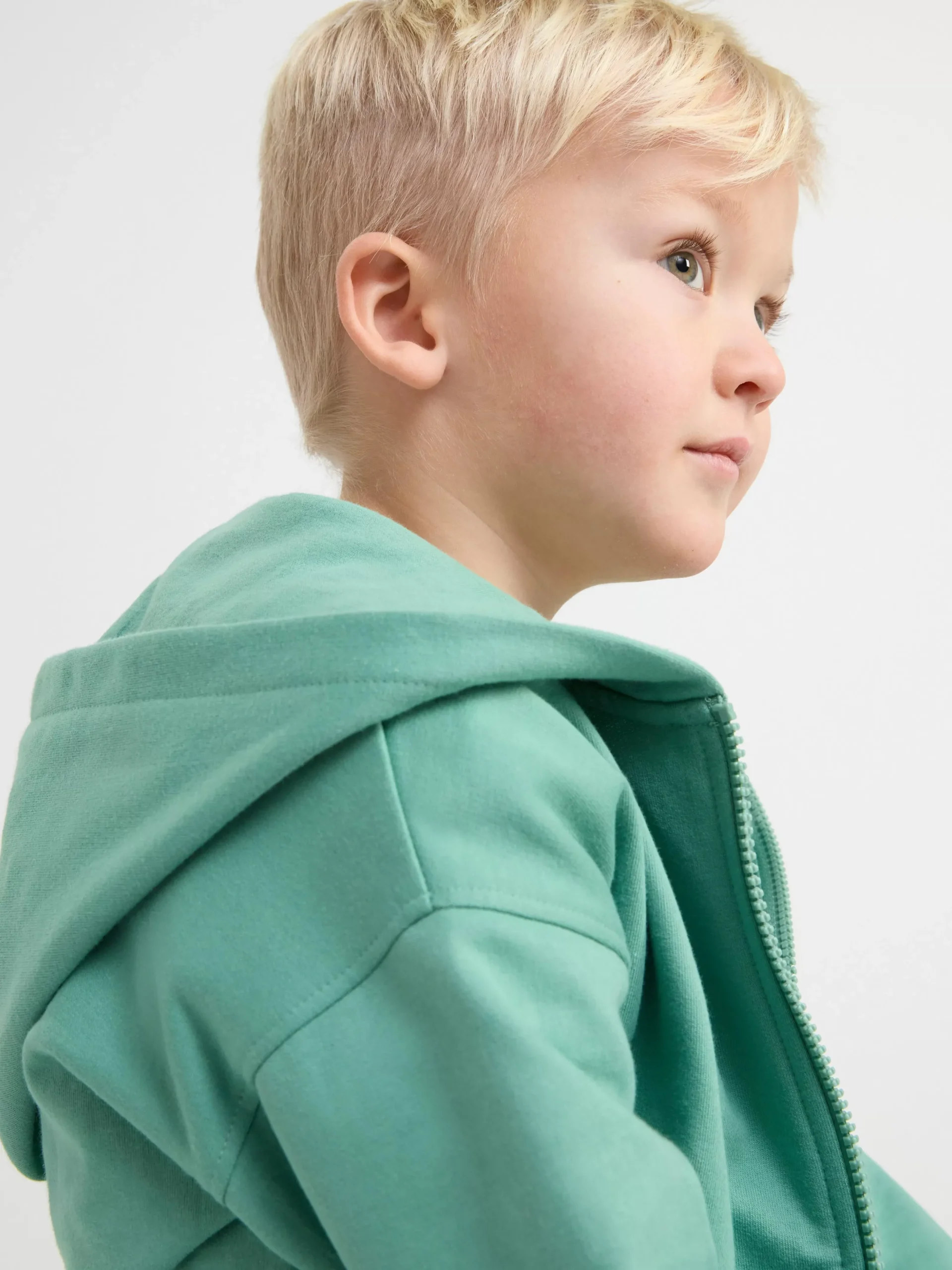 Tröjor & Cardigans>Lindex Hoodie I Bomull Med Dragkedja Och Borstad Insida Dusty Green