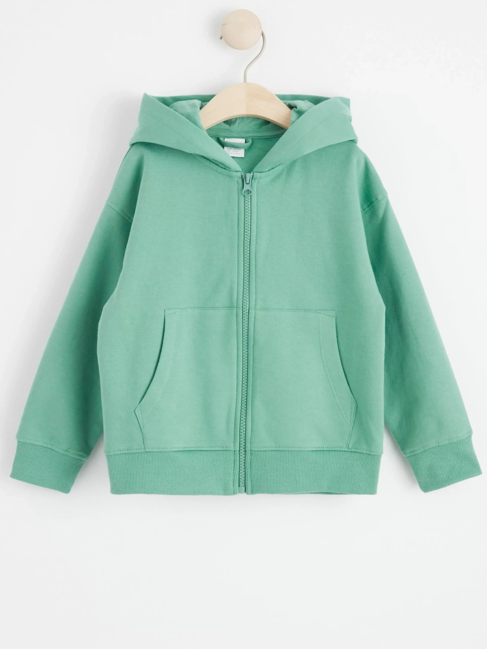 Tröjor & Cardigans>Lindex Hoodie I Bomull Med Dragkedja Och Borstad Insida Dusty Green