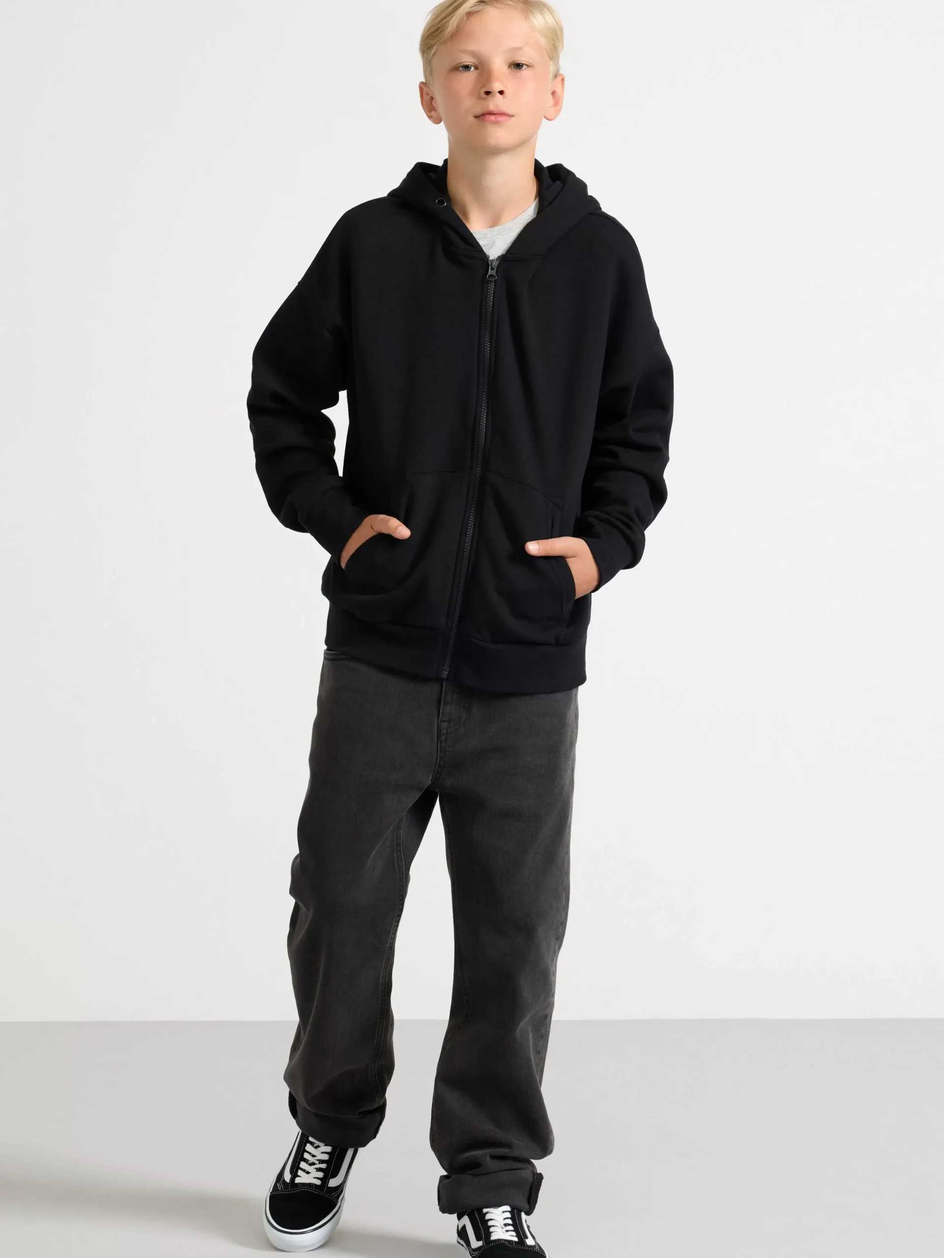 Tröjor & Cardigans>Lindex Hoodie Med Dragkedja Och Borstad Insida Black