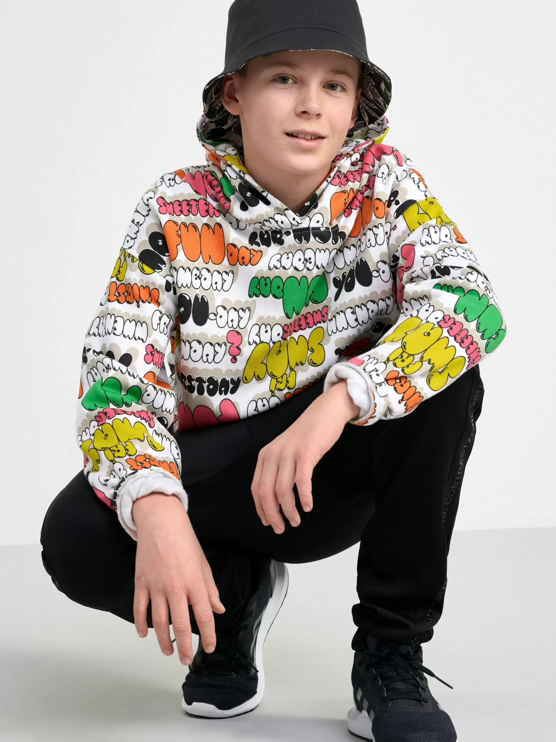 Tröjor & Cardigans>Lindex Hoodie Med Text Och Borstad Insida White