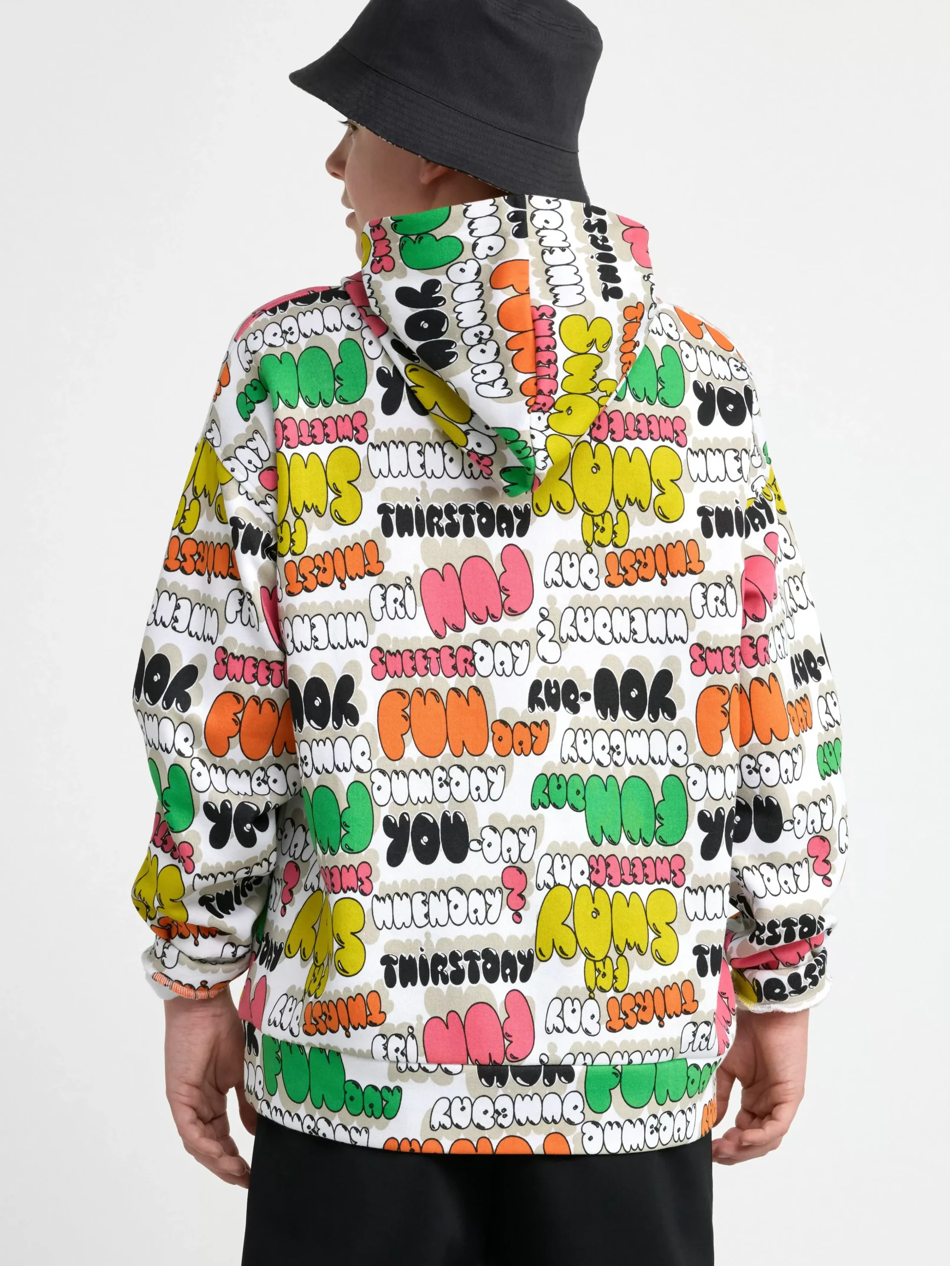 Tröjor & Cardigans>Lindex Hoodie Med Text Och Borstad Insida White