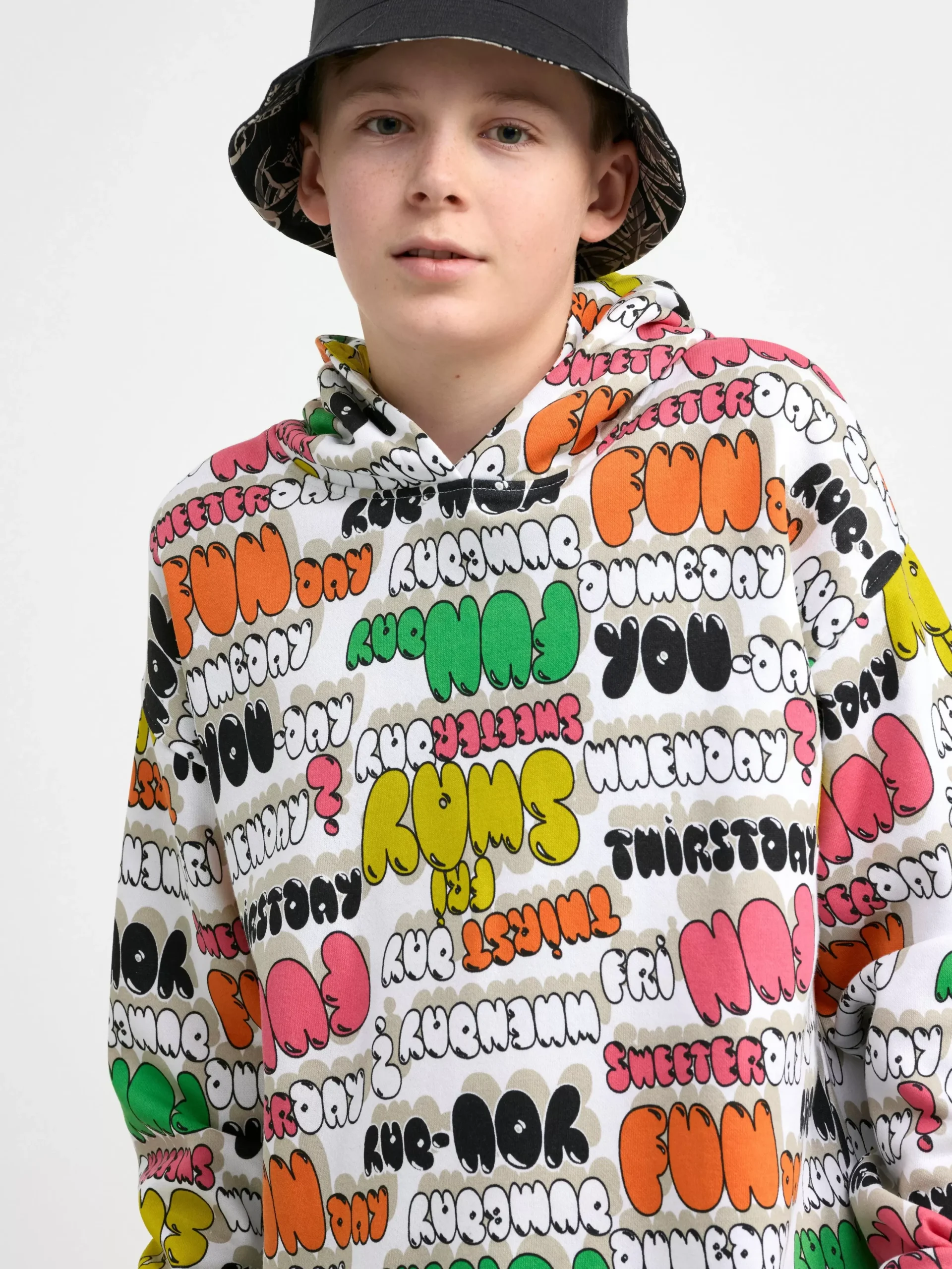 Tröjor & Cardigans>Lindex Hoodie Med Text Och Borstad Insida White