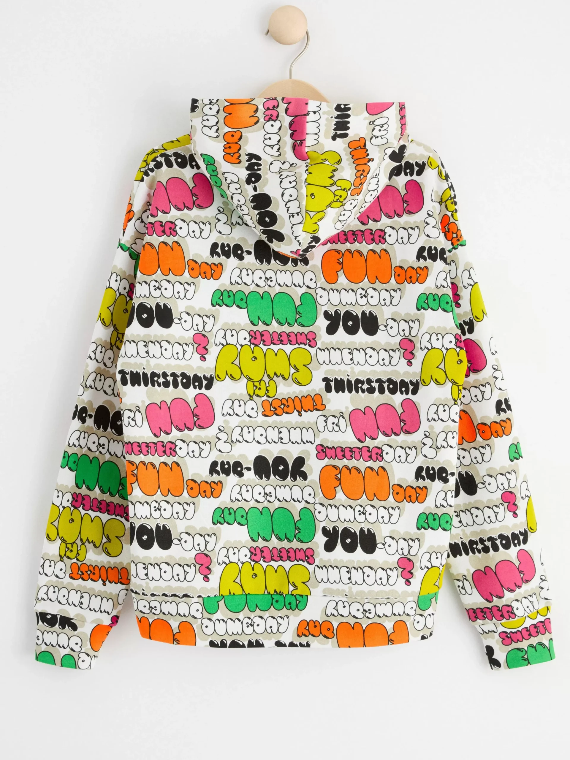 Tröjor & Cardigans>Lindex Hoodie Med Text Och Borstad Insida White