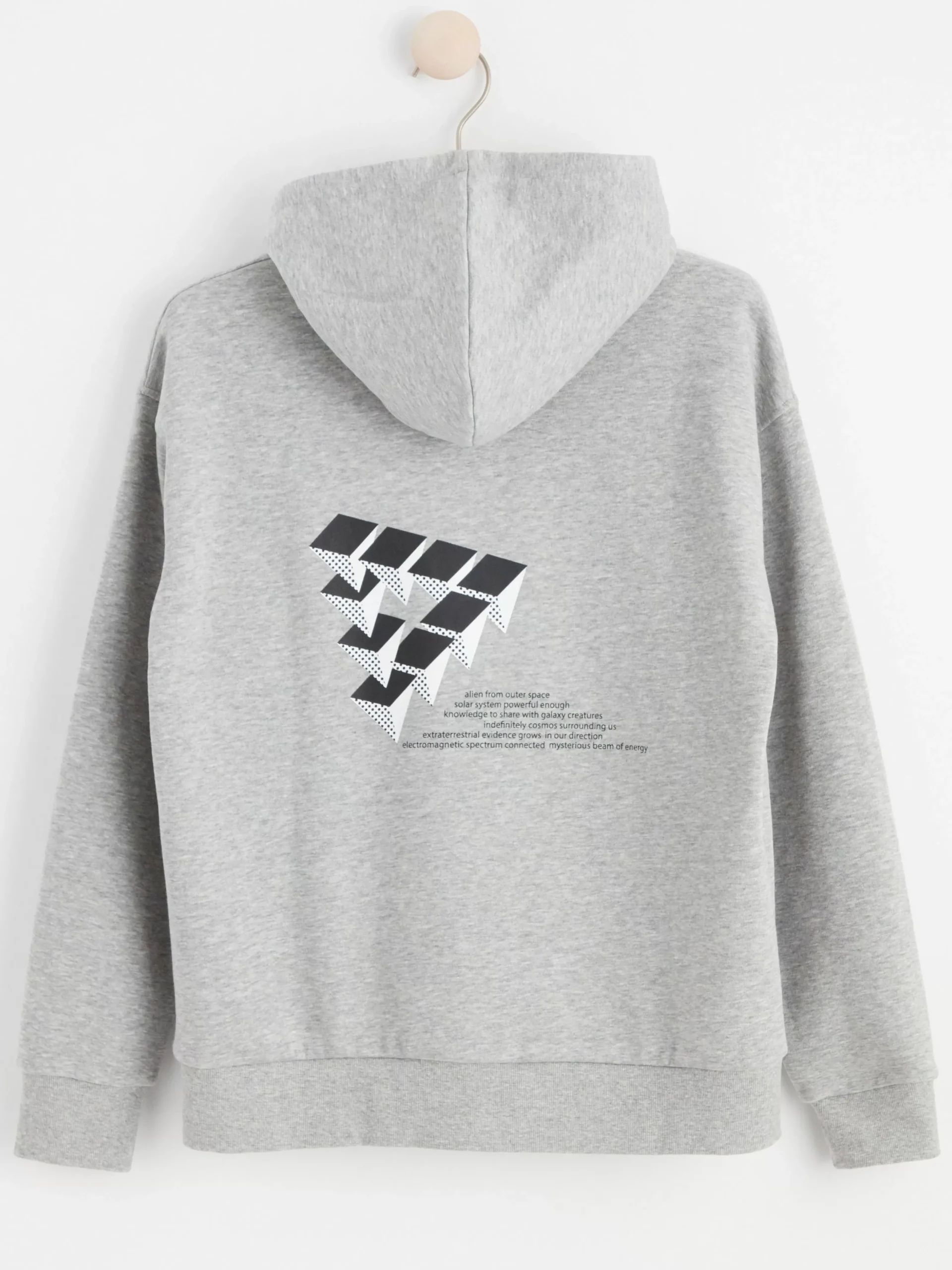 Tröjor & Cardigans>Lindex Huvtroja Med Tryck Baktill Grey Melange