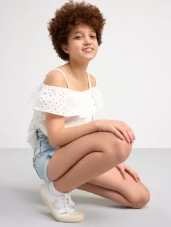 Byxor & Leggings>Lindex Jeansshorts Med Hog Midja Light Denim