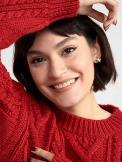 Tröjor & Cardigans>Lindex Kabelstickad Troja Red