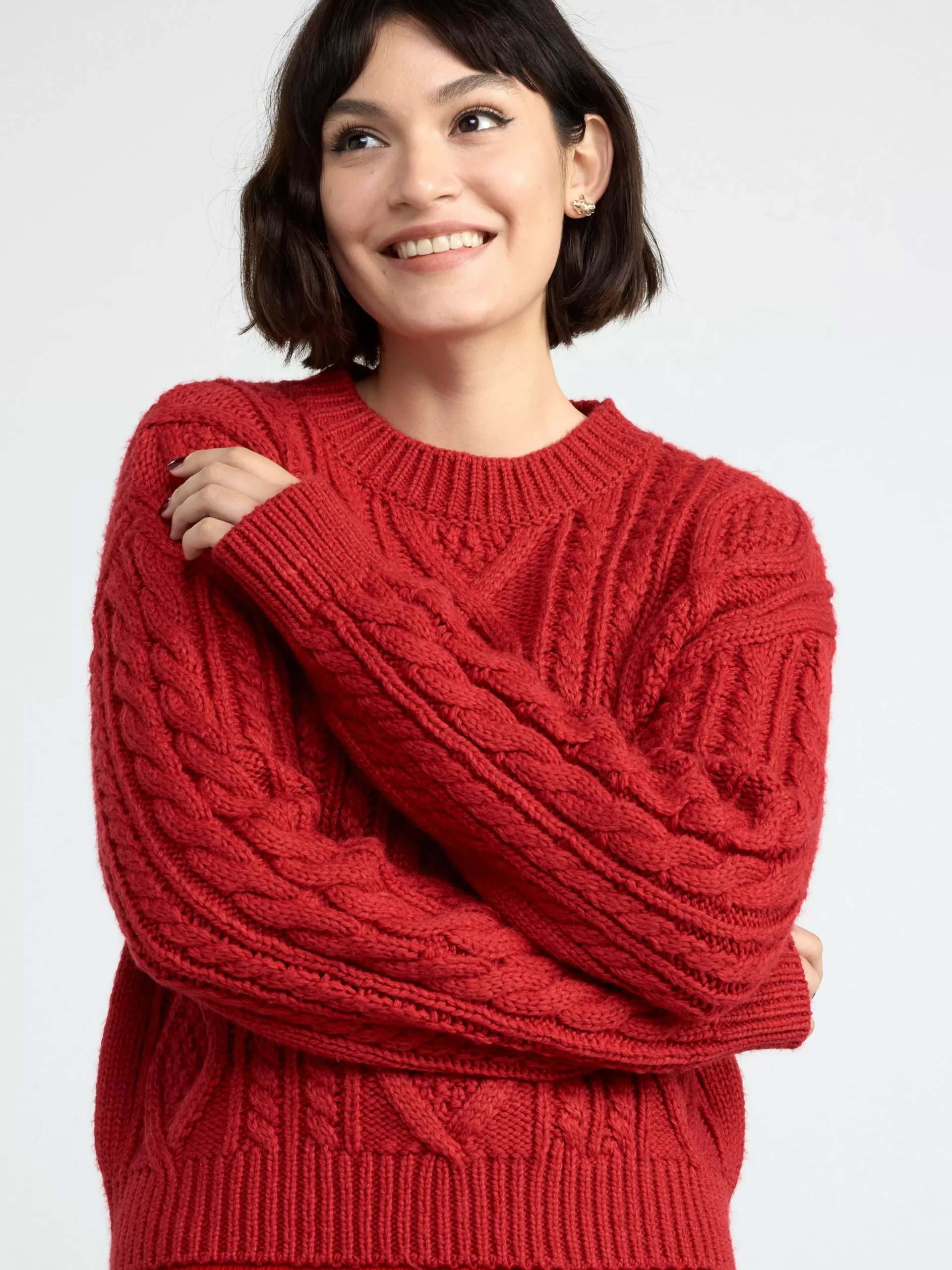 Tröjor & Cardigans>Lindex Kabelstickad Troja Red