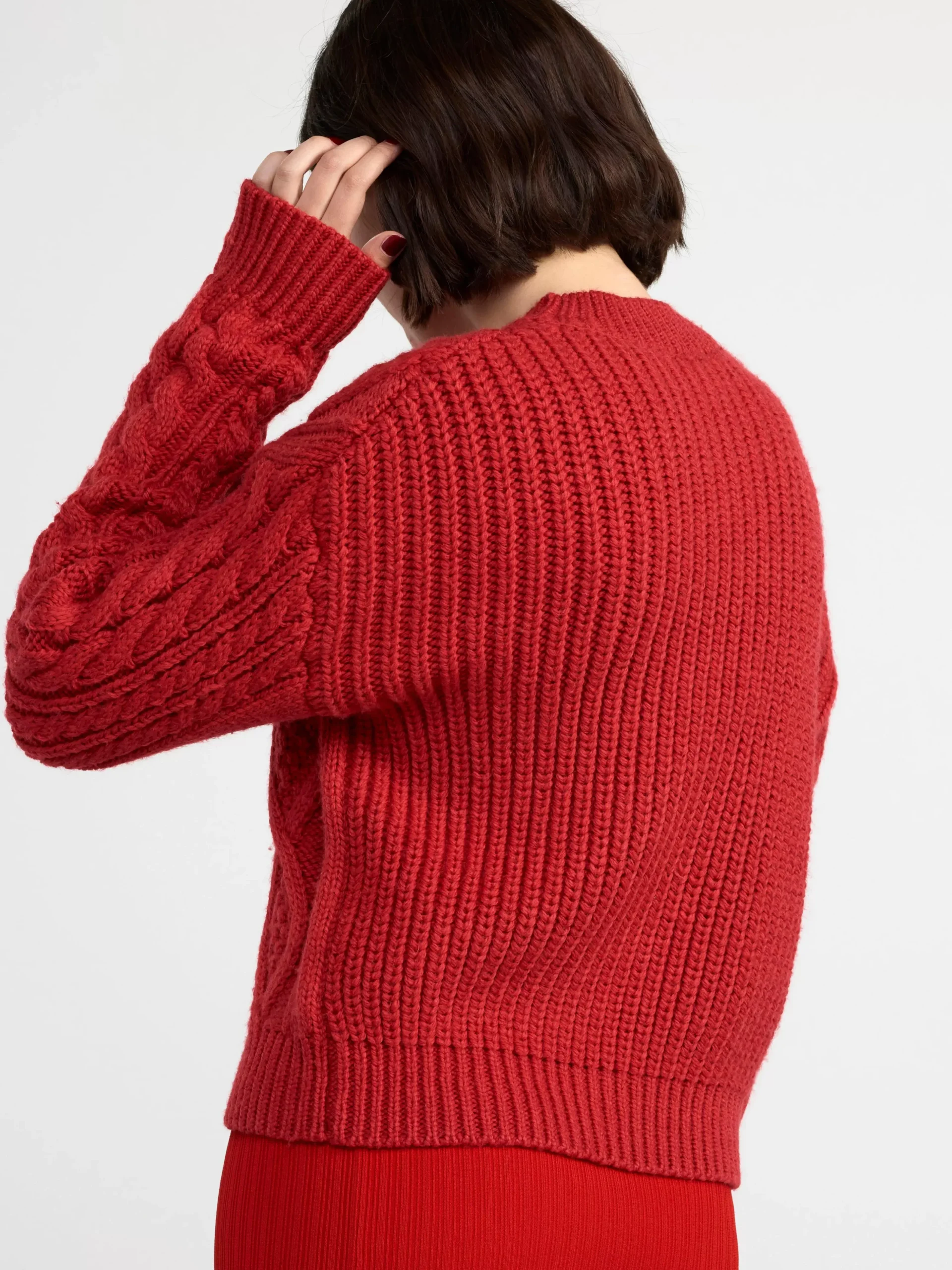 Tröjor & Cardigans>Lindex Kabelstickad Troja Red