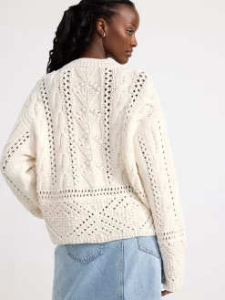 Tröjor & Cardigans>Lindex Kabelstickad Troja Off White