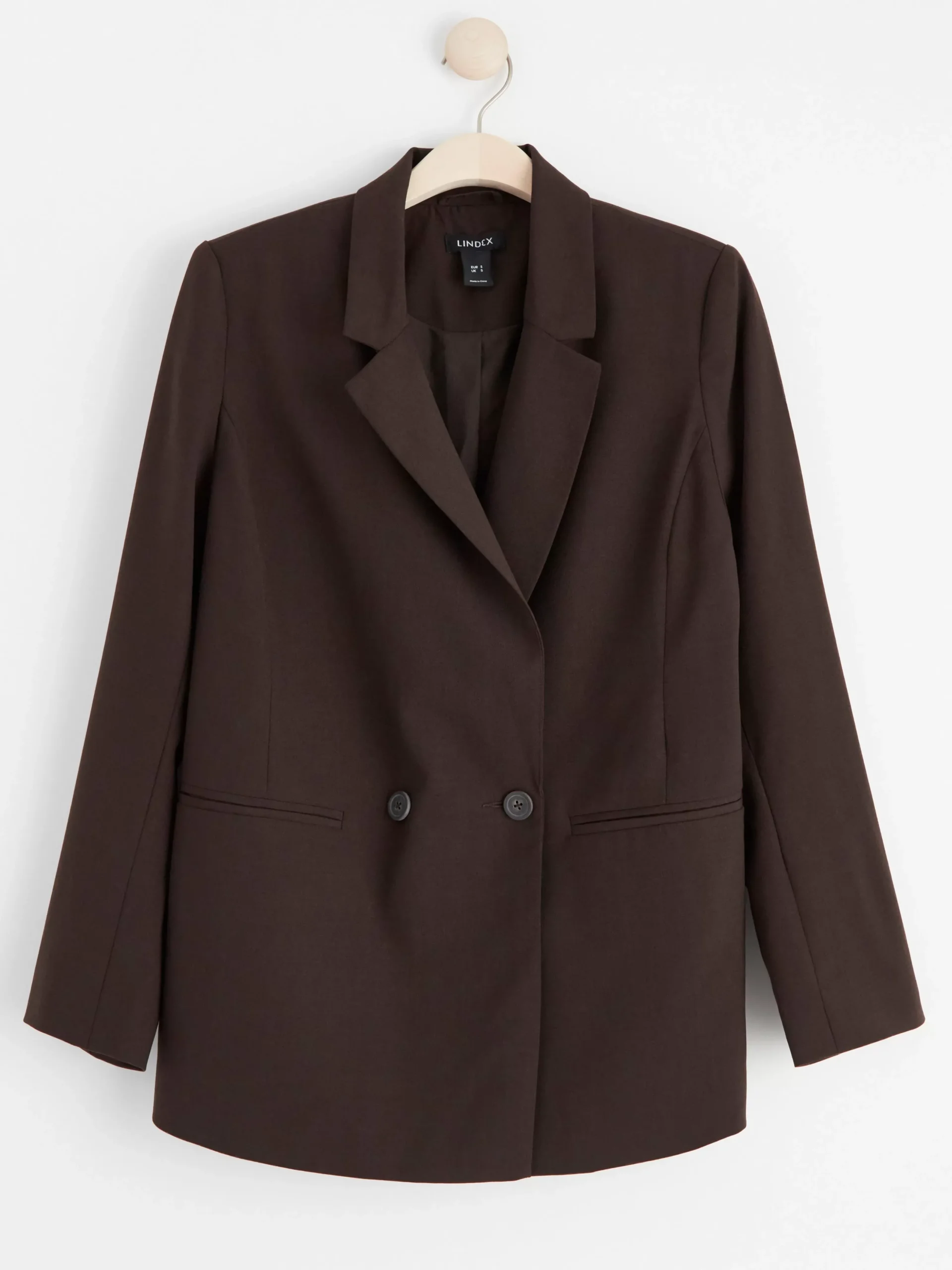 Kavajer>Lindex Kavaj I Ullblandning Med Dubbelknappning Dark Brown