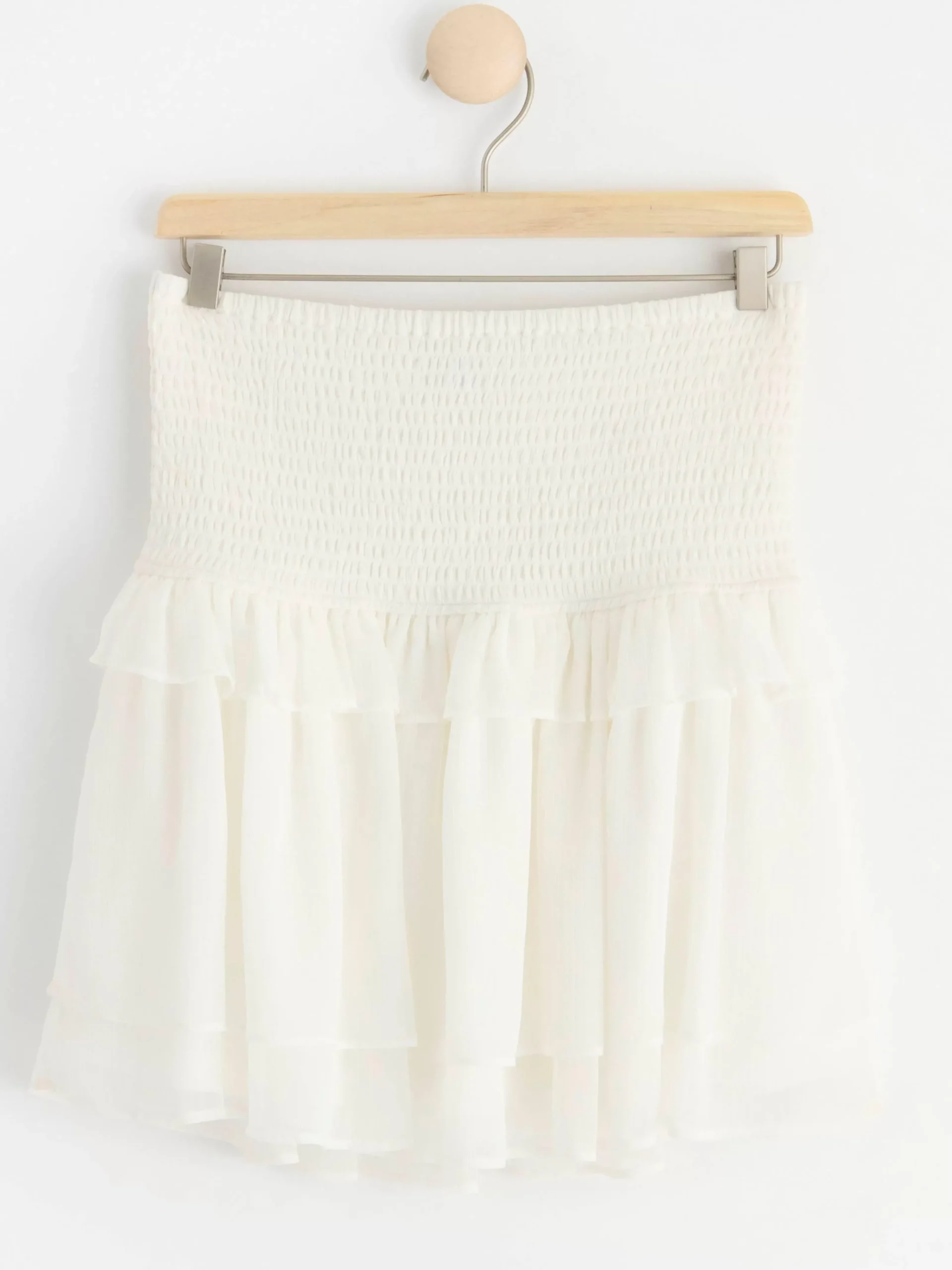 Kjolar>Lindex Kjol I Chiffong Med Smock Och Volanger Off White