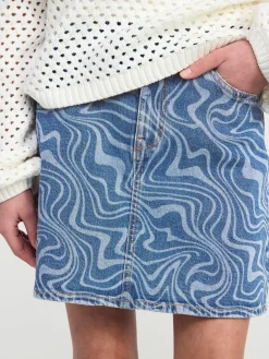 Kjolar>Lindex Kjol Med Virvelmonster Denim