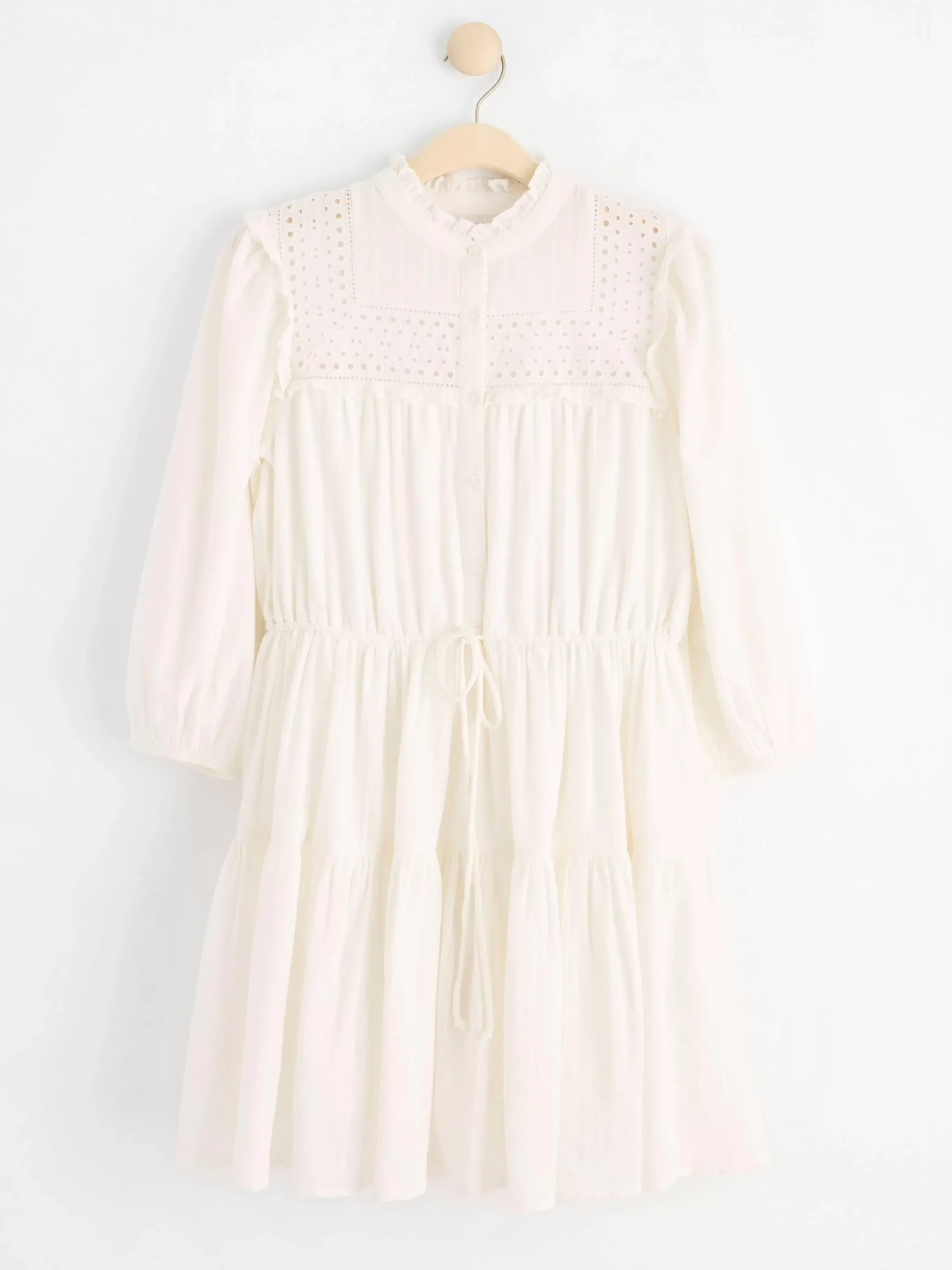 Klänningar>Lindex Klanning Med Broderie Anglaise Och Volangdetaljer Off White