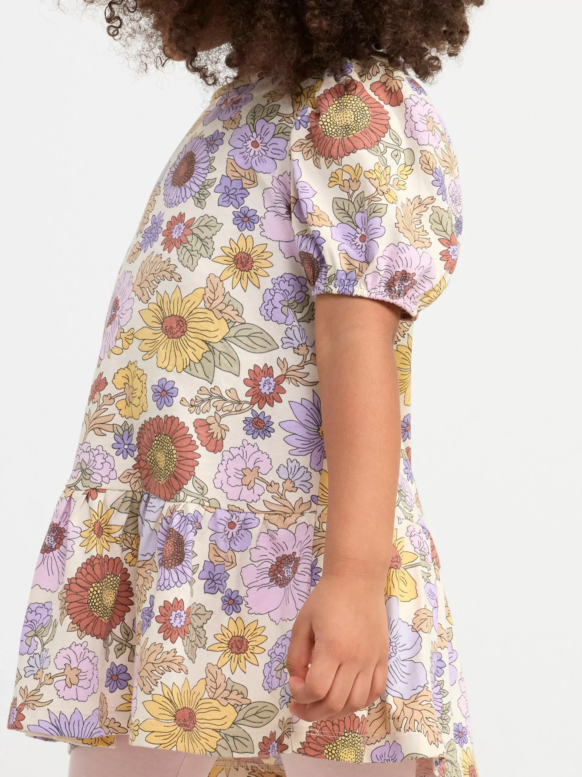 Klänningar>Lindex Klanning Med Puffarm Och Blommor Light Lilac