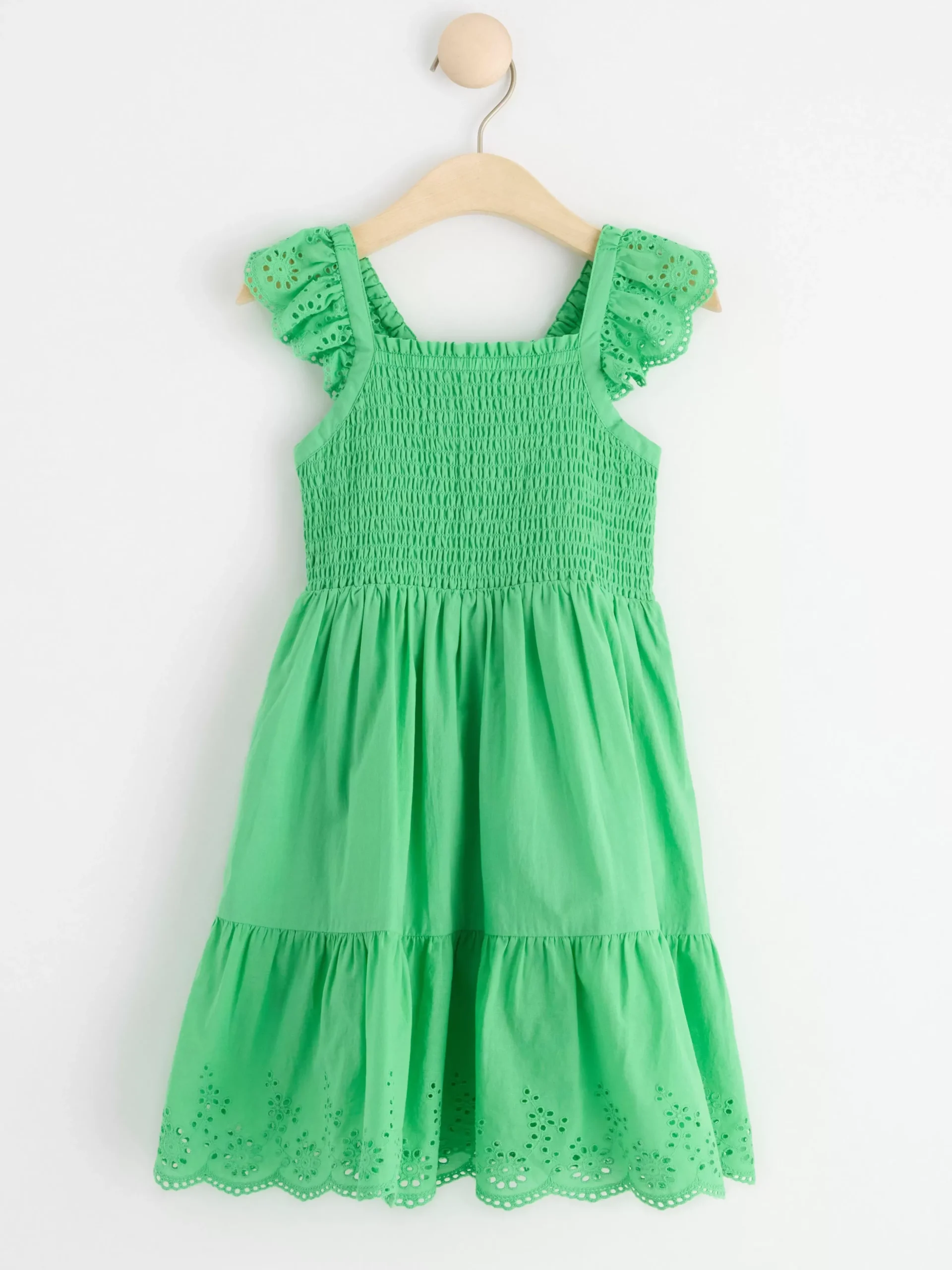 Klänningar>Lindex Klanning Med Smock Och Broderie Anglaise Green