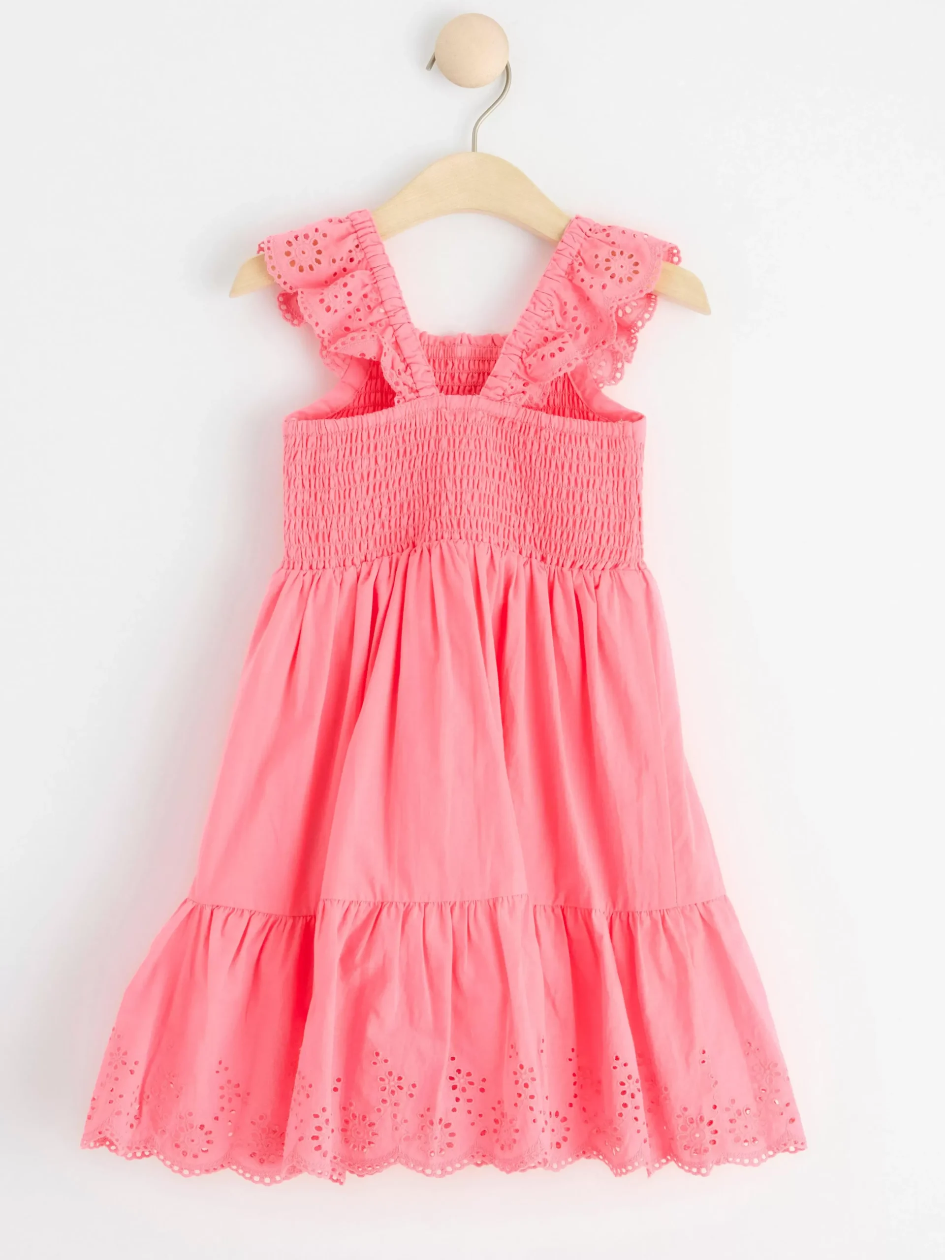 Klänningar>Lindex Klanning Med Smock Och Broderie Anglaise Pink