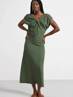 Klänningar>Lindex Klanning Utan Arm Med Knutdetaljer Dark Dusty Green