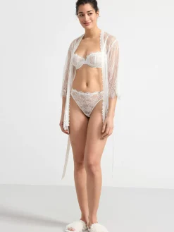 Nattplagg>Lindex Kort Kimono I Spets Light White