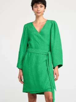 Klänningar>Lindex Kort Omlottklanning Med Textur Green