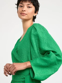 Klänningar>Lindex Kort Omlottklanning Med Textur Green