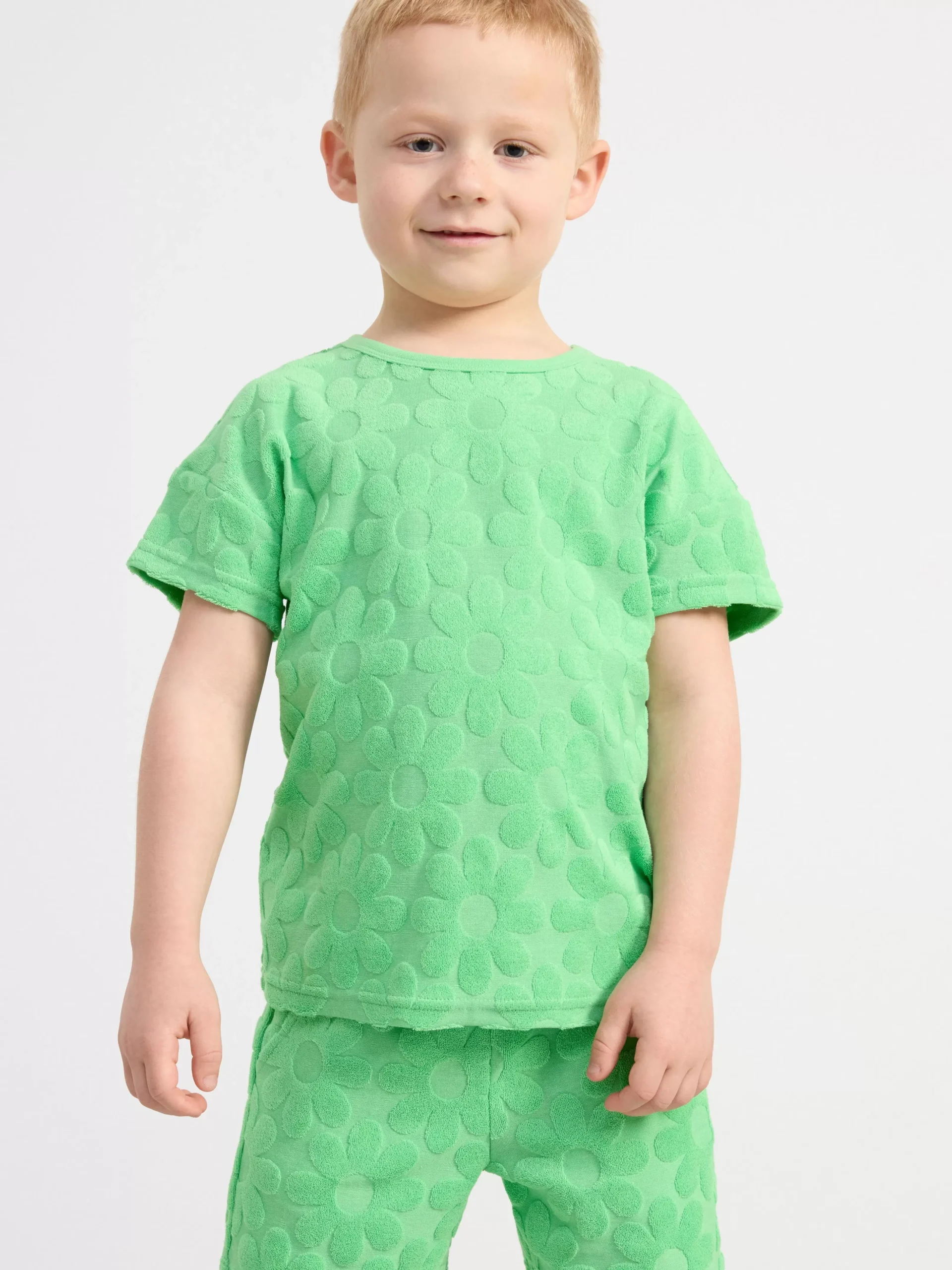 Toppar & T-Shirts>Lindex Kortarmad Blommig Frottetopp Green