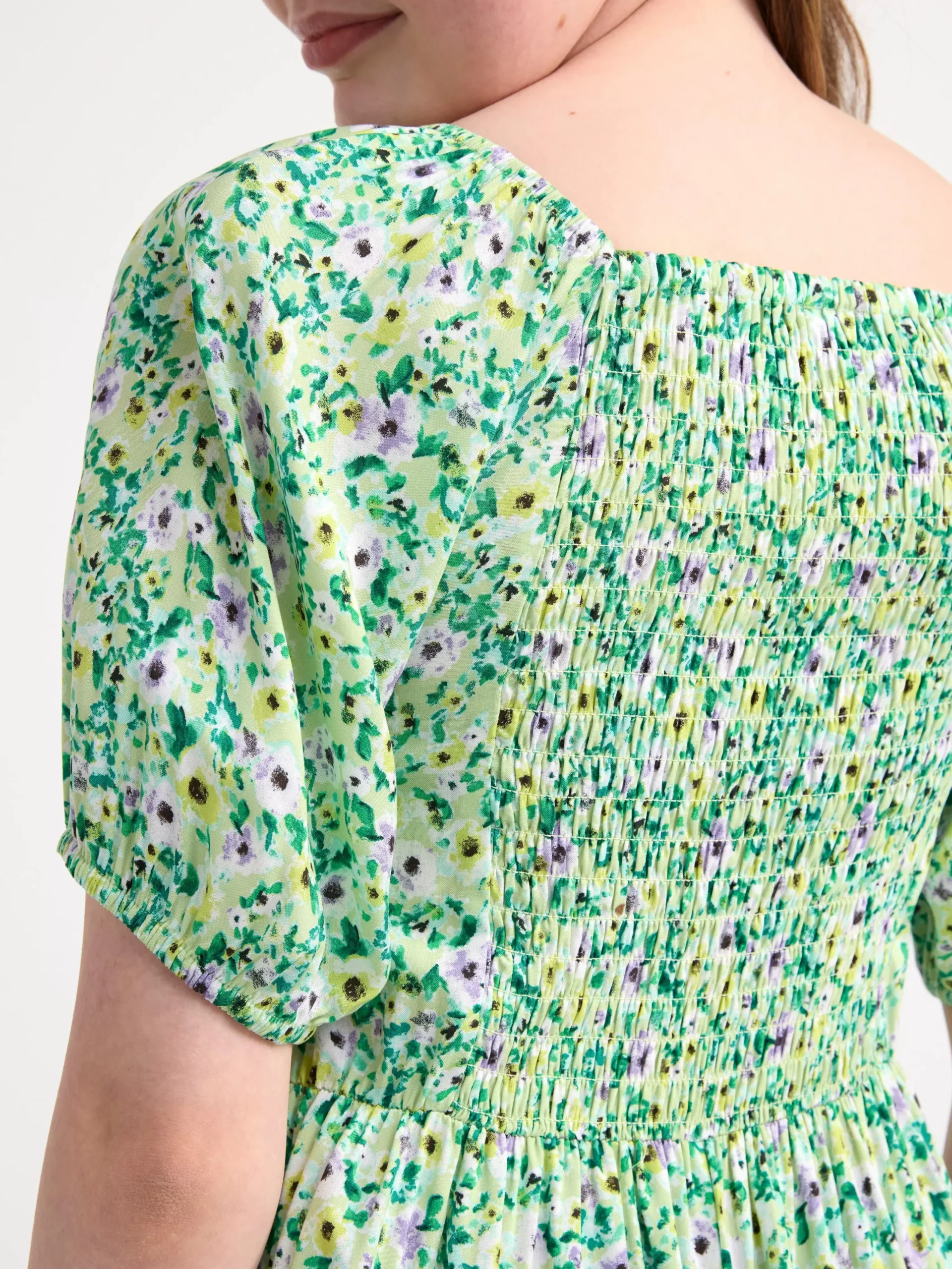 Jumpsuits>Lindex Kortarmad Blommig Jumpsuit Lime