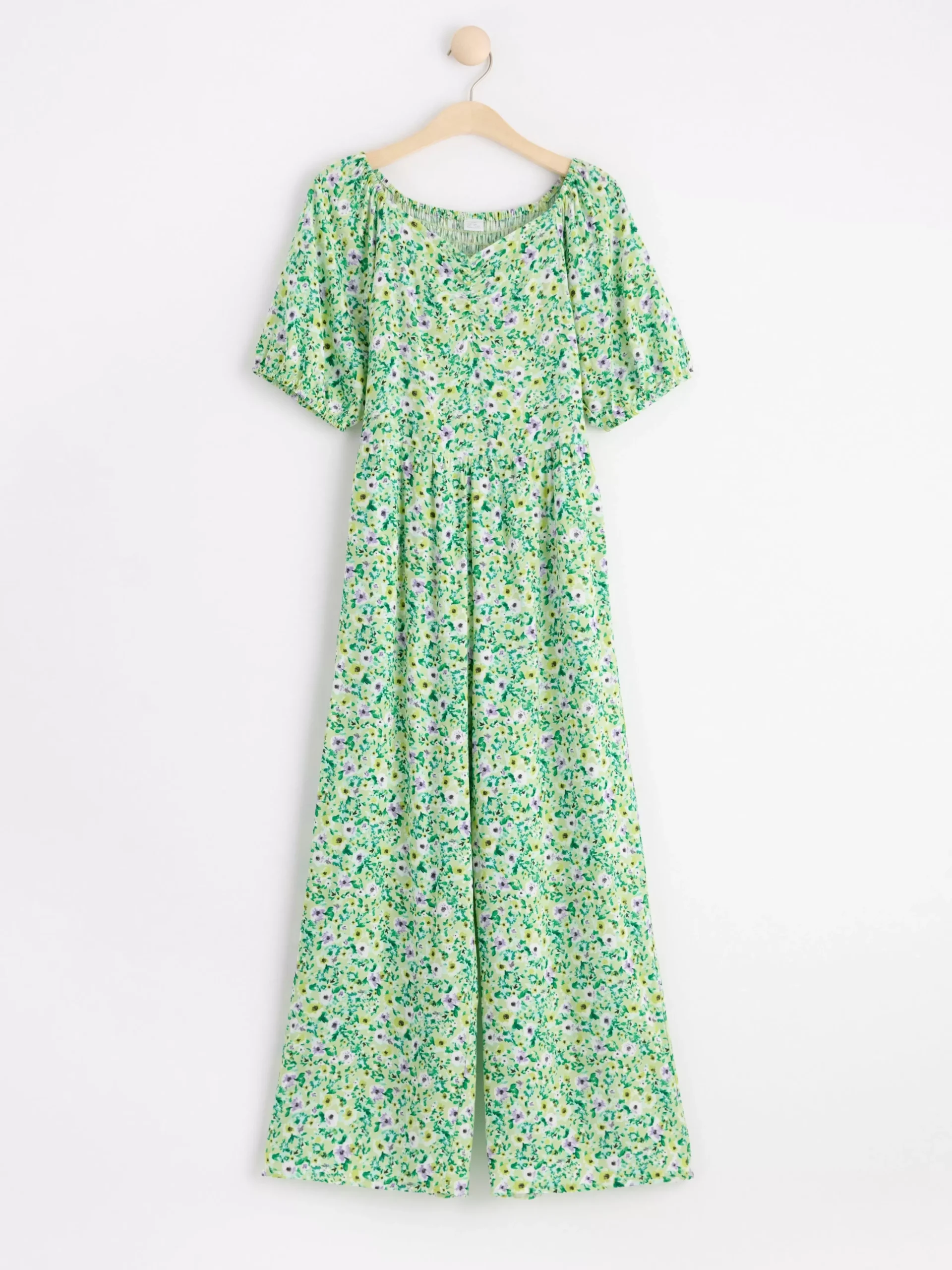Jumpsuits>Lindex Kortarmad Blommig Jumpsuit Lime