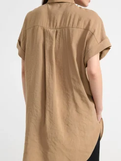 Blusar & Skjortor>Lindex Kortarmad Blus Med Fickor Light Dusty  Brown