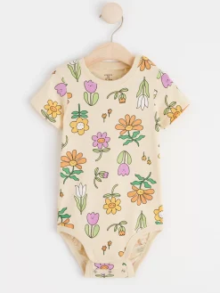 Bodies>Lindex Kortarmad Body Med Blommor Light Yellow
